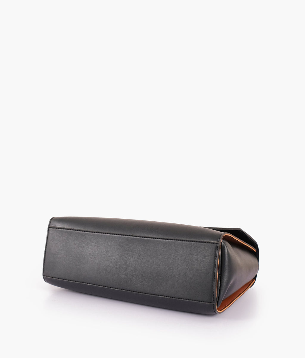 LumaVex - Black flap-over top-handle bag