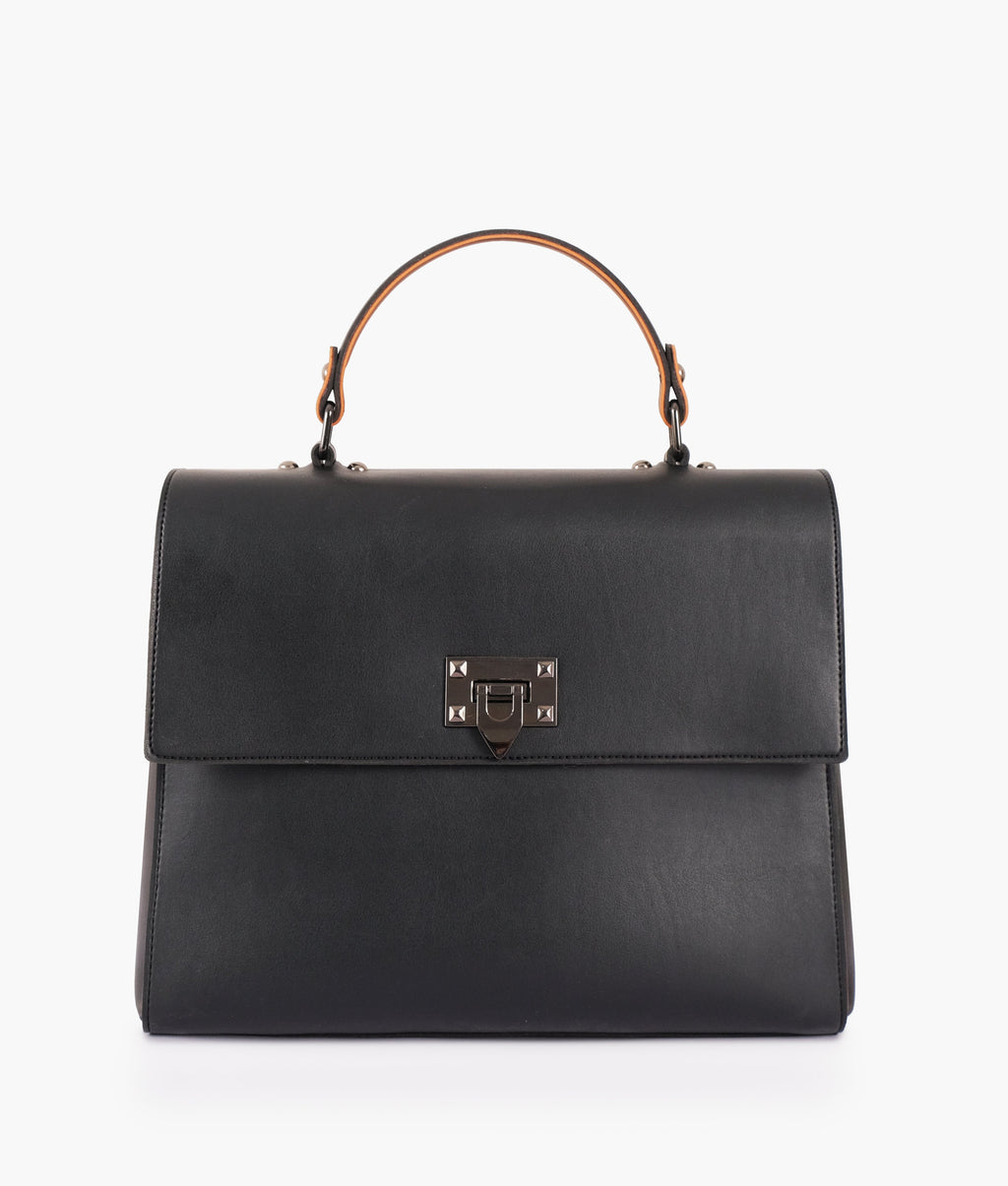 LumaVex - Black flap-over top-handle bag