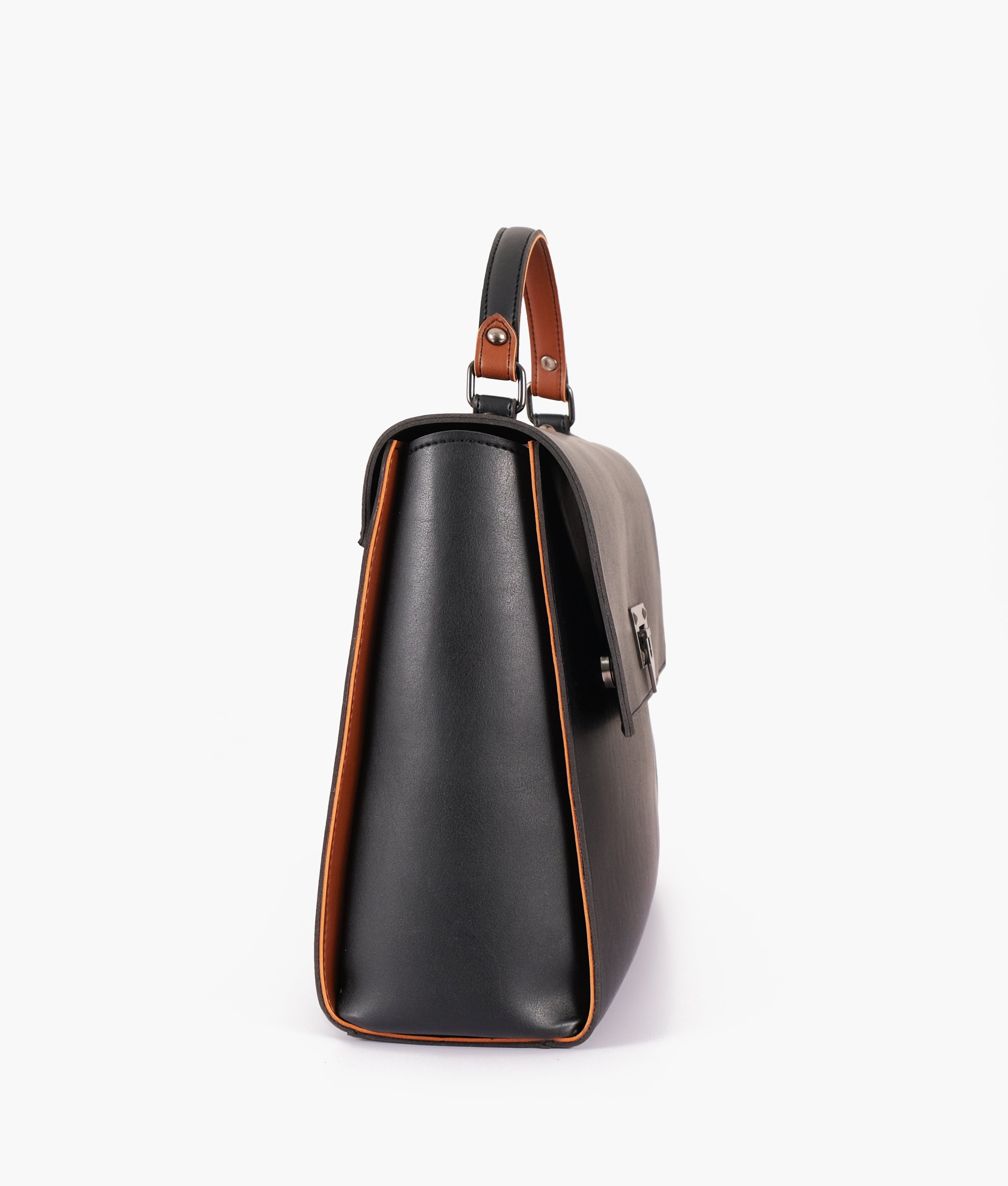 LumaVex - Black flap-over top-handle bag
