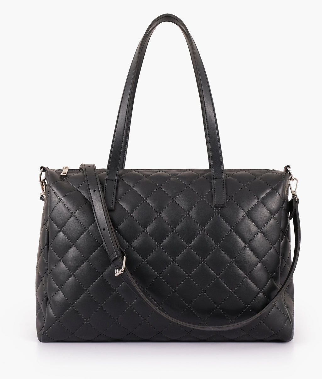 LumaVex - Black quilted carryall tote bag