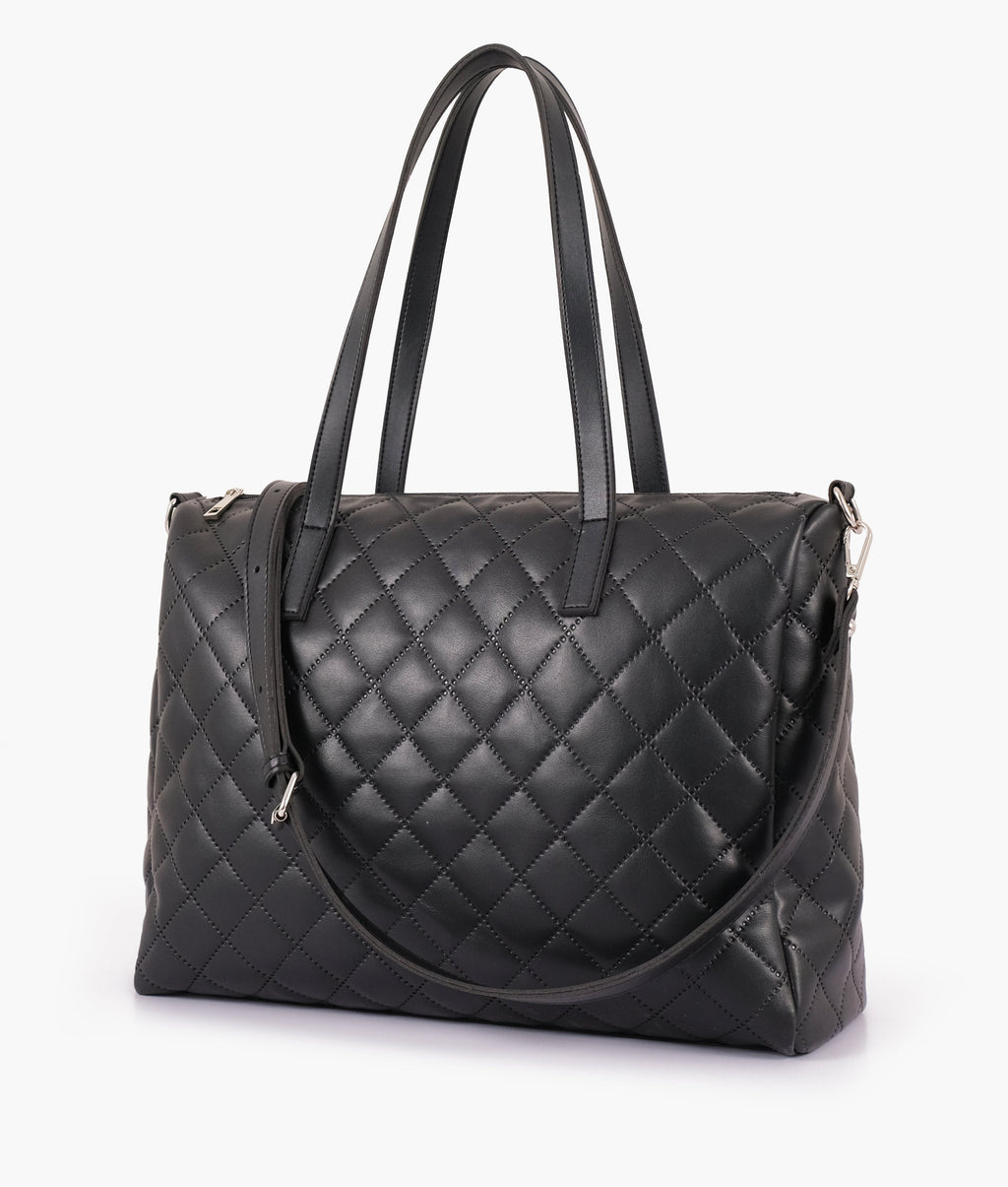 LumaVex - Black quilted carryall tote bag