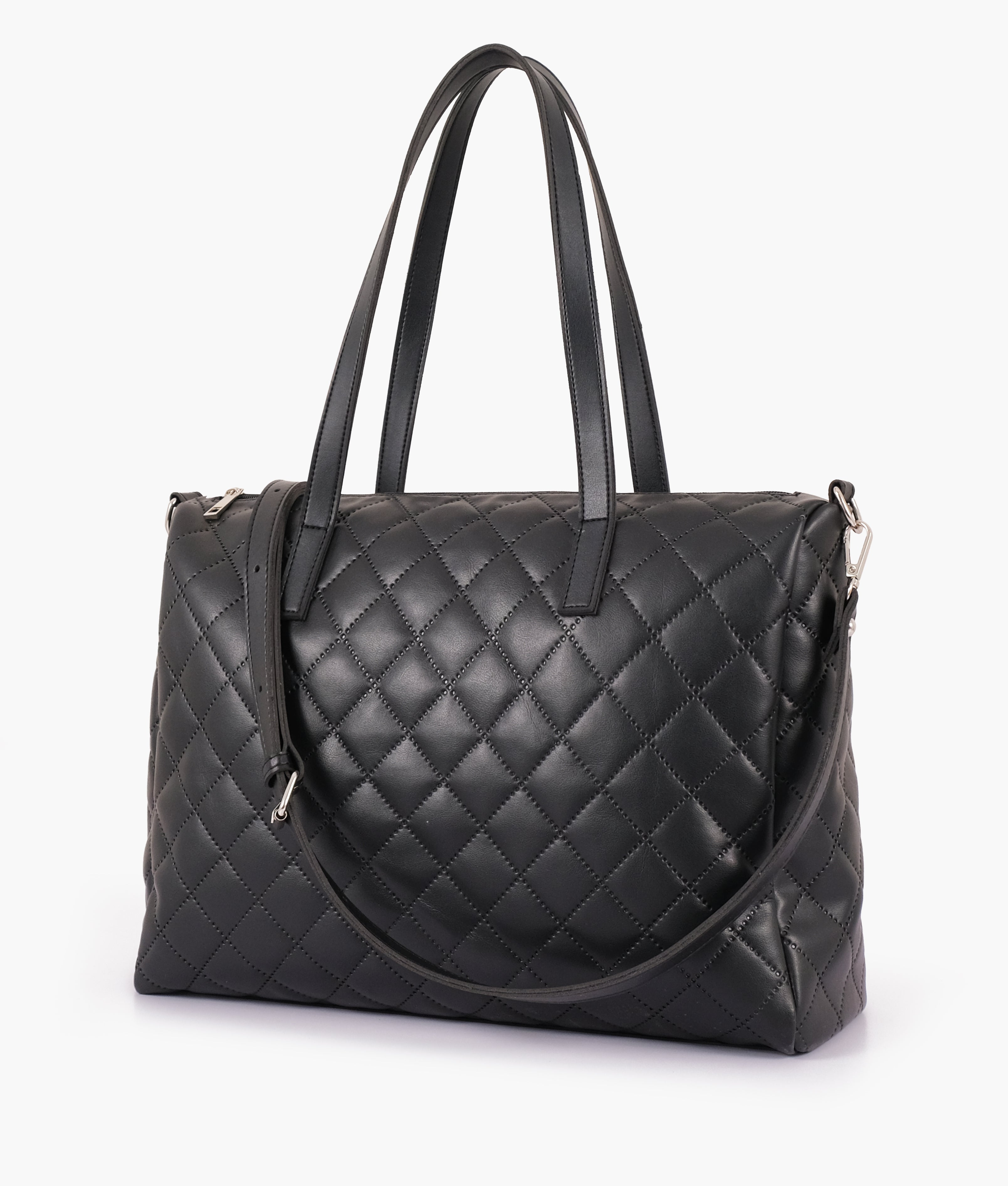 LumaVex - Black quilted carryall tote bag