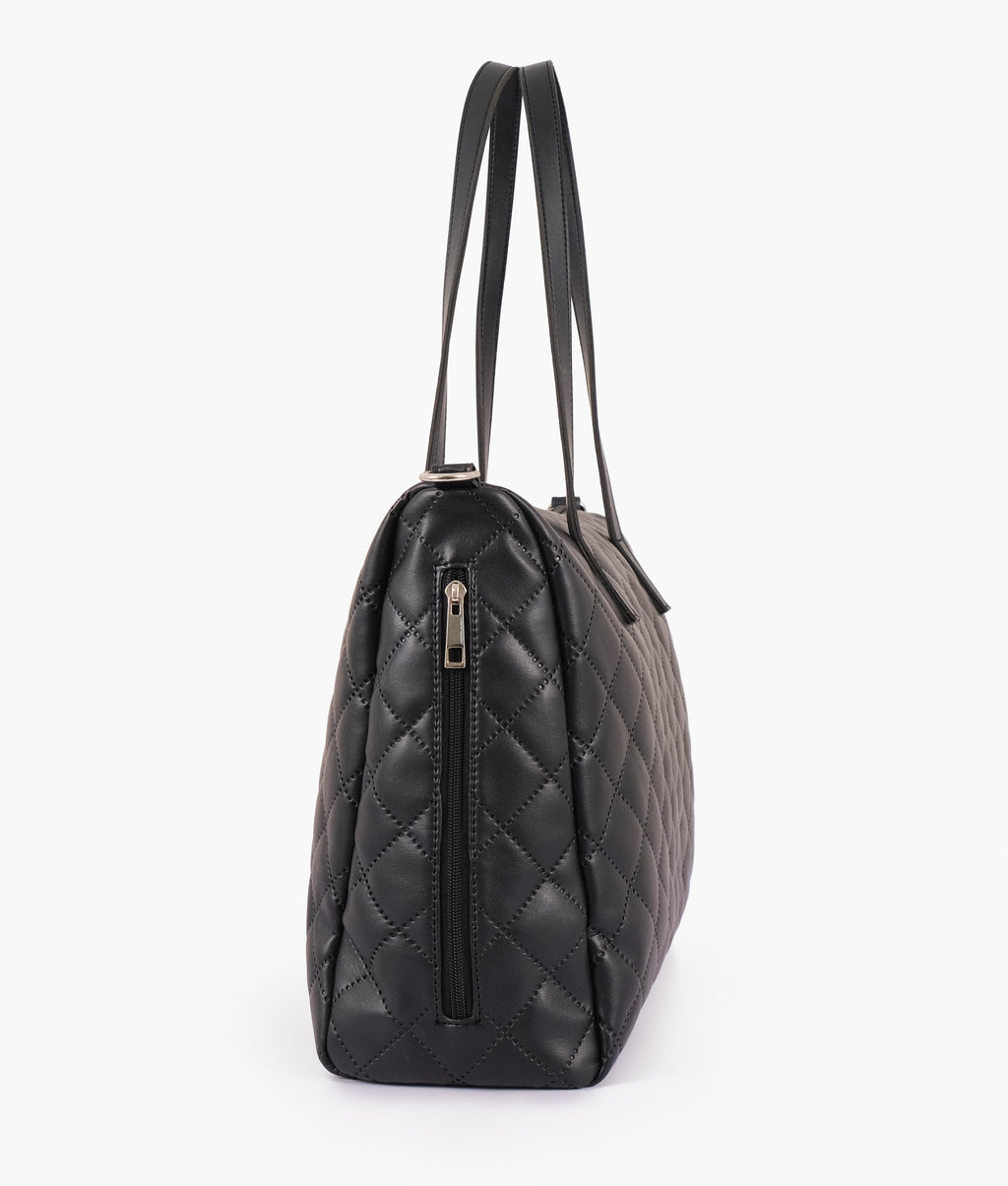 LumaVex - Black quilted carryall tote bag