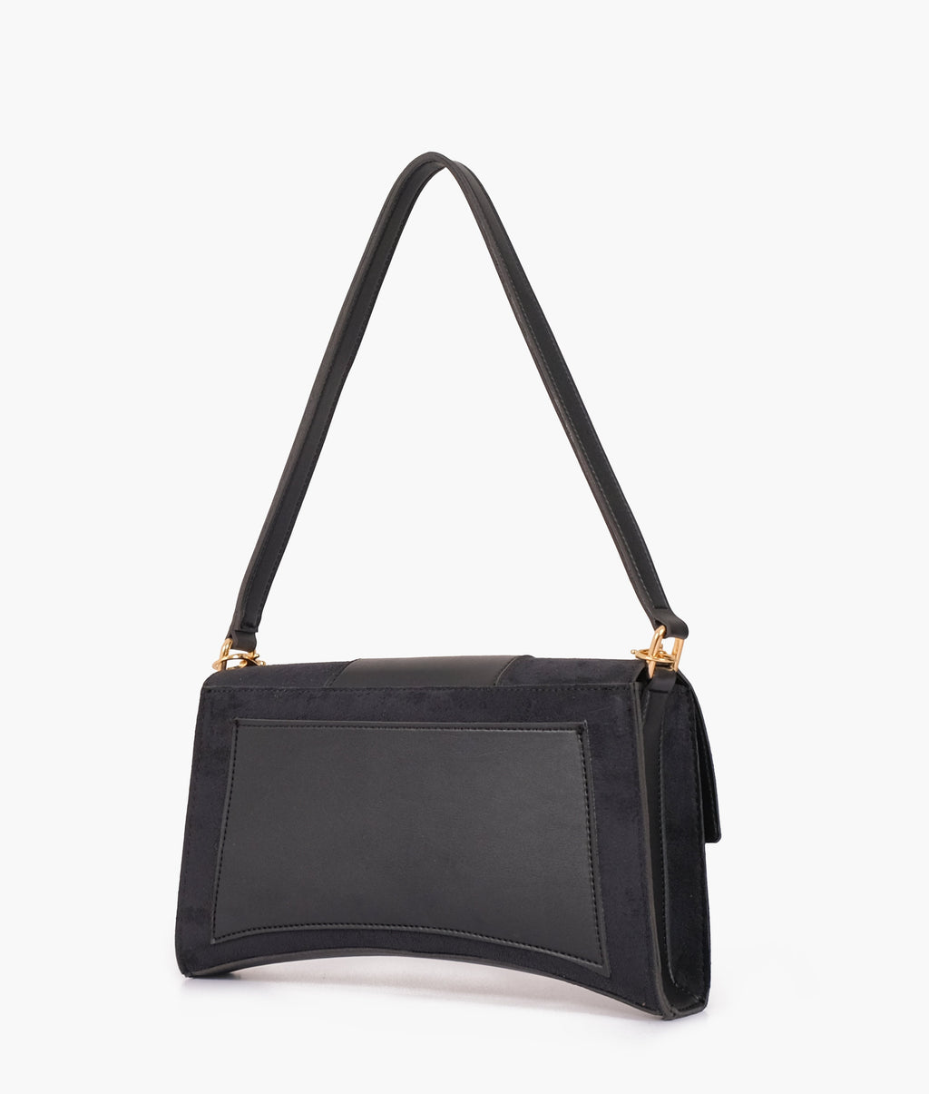 LumaVex - Black suede buckle envelope bag