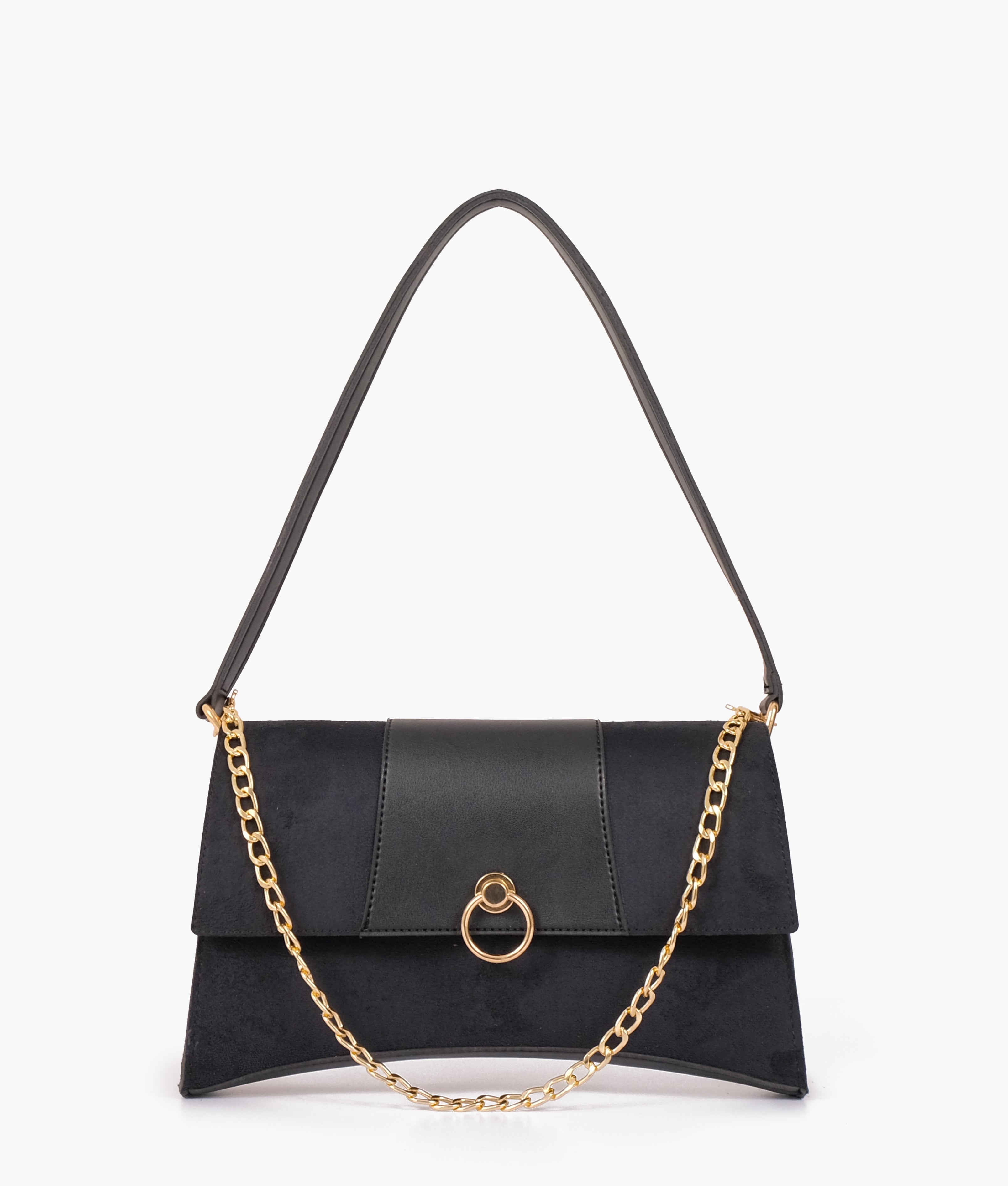LumaVex - Black suede buckle envelope bag