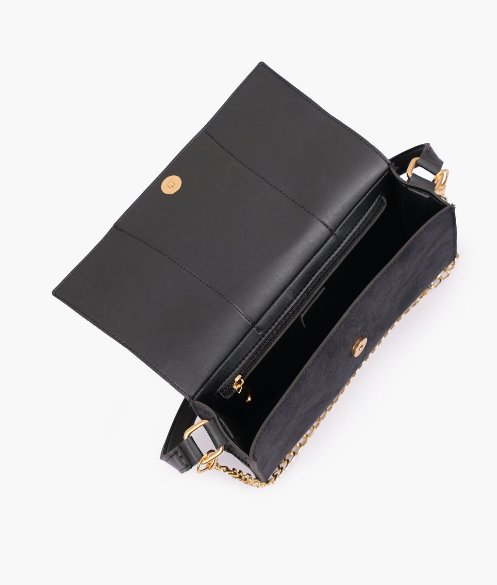 LumaVex - Black suede buckle envelope bag