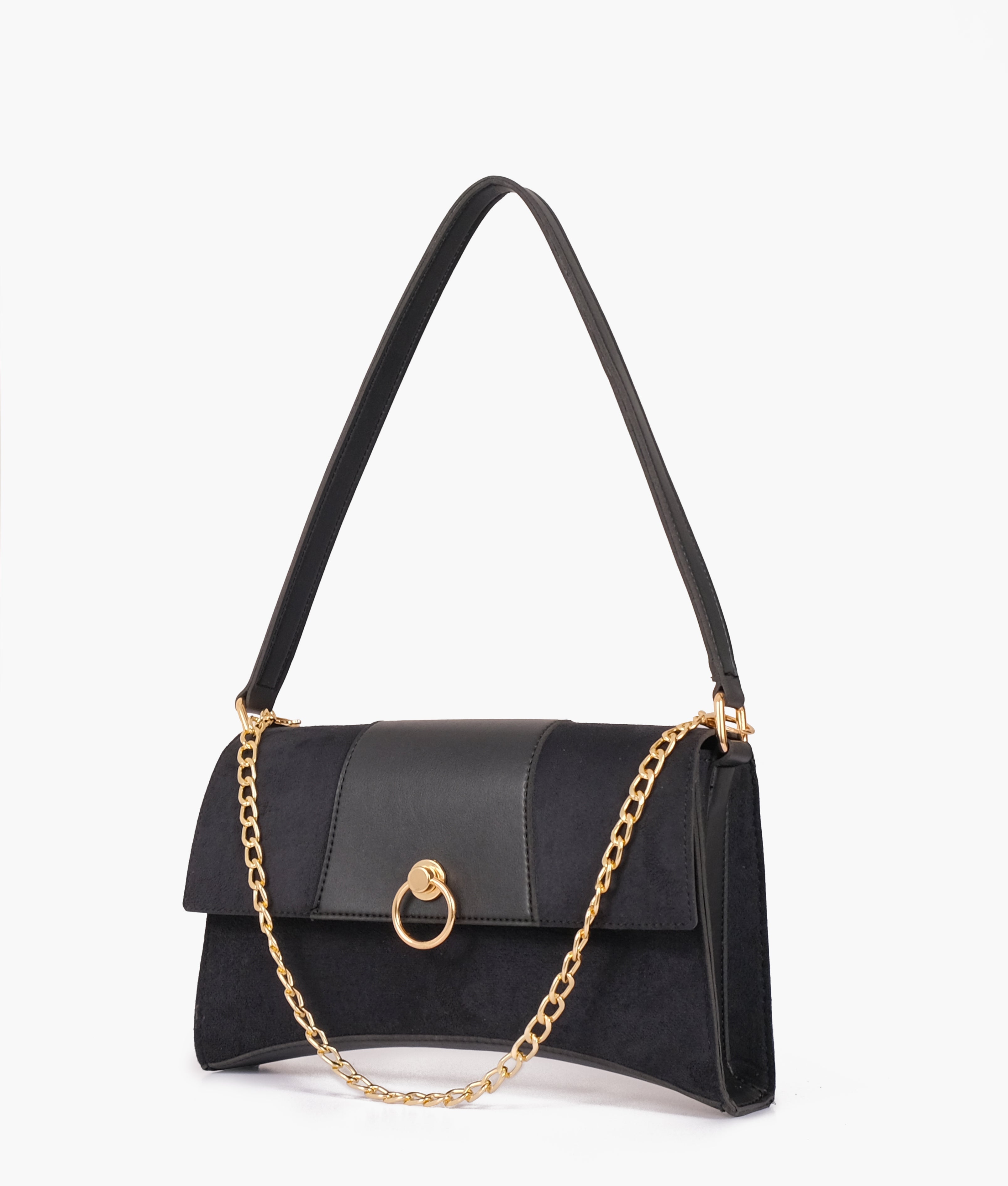 LumaVex - Black suede buckle envelope bag
