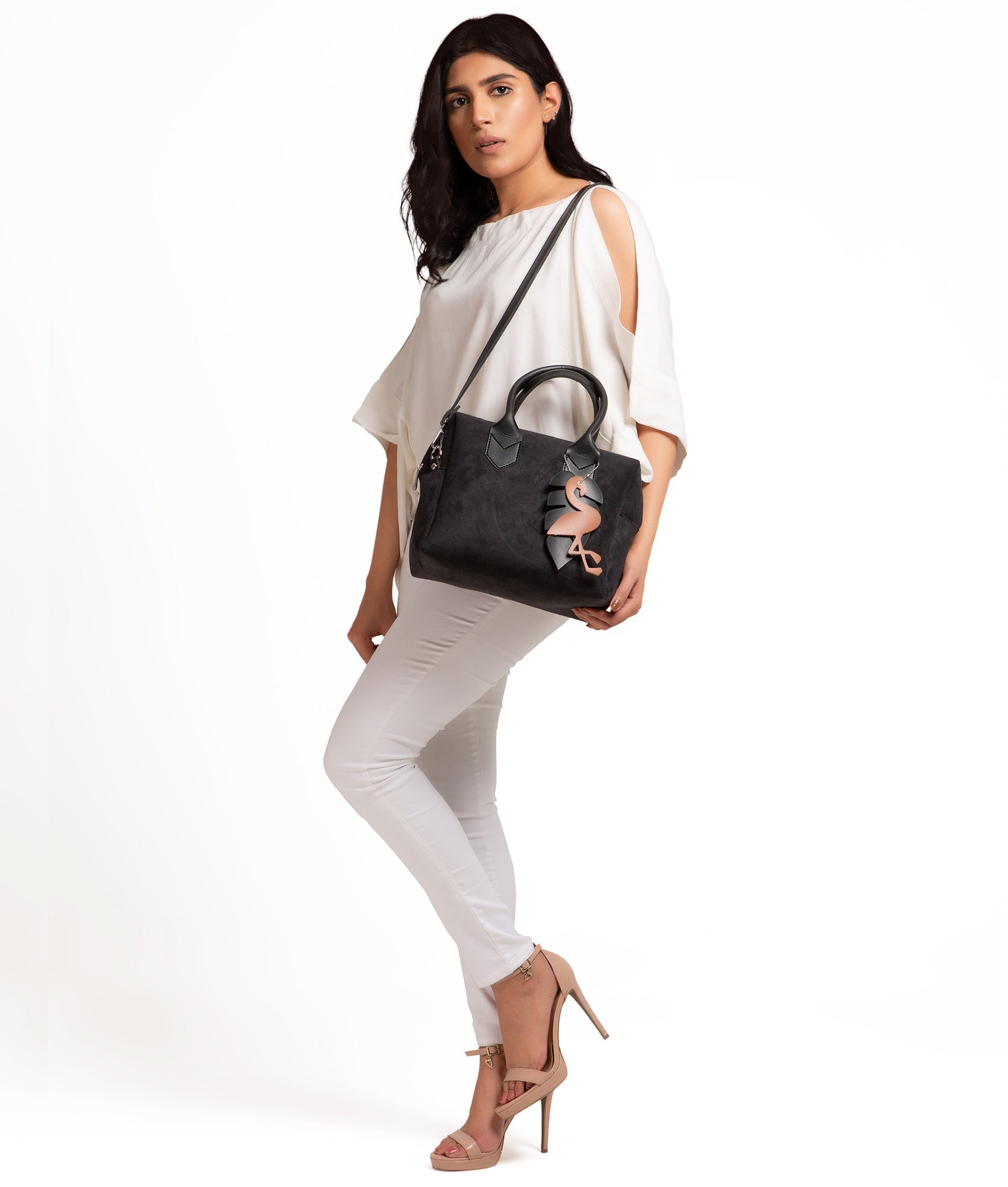 LumaVex - Black suede mini bowling bag