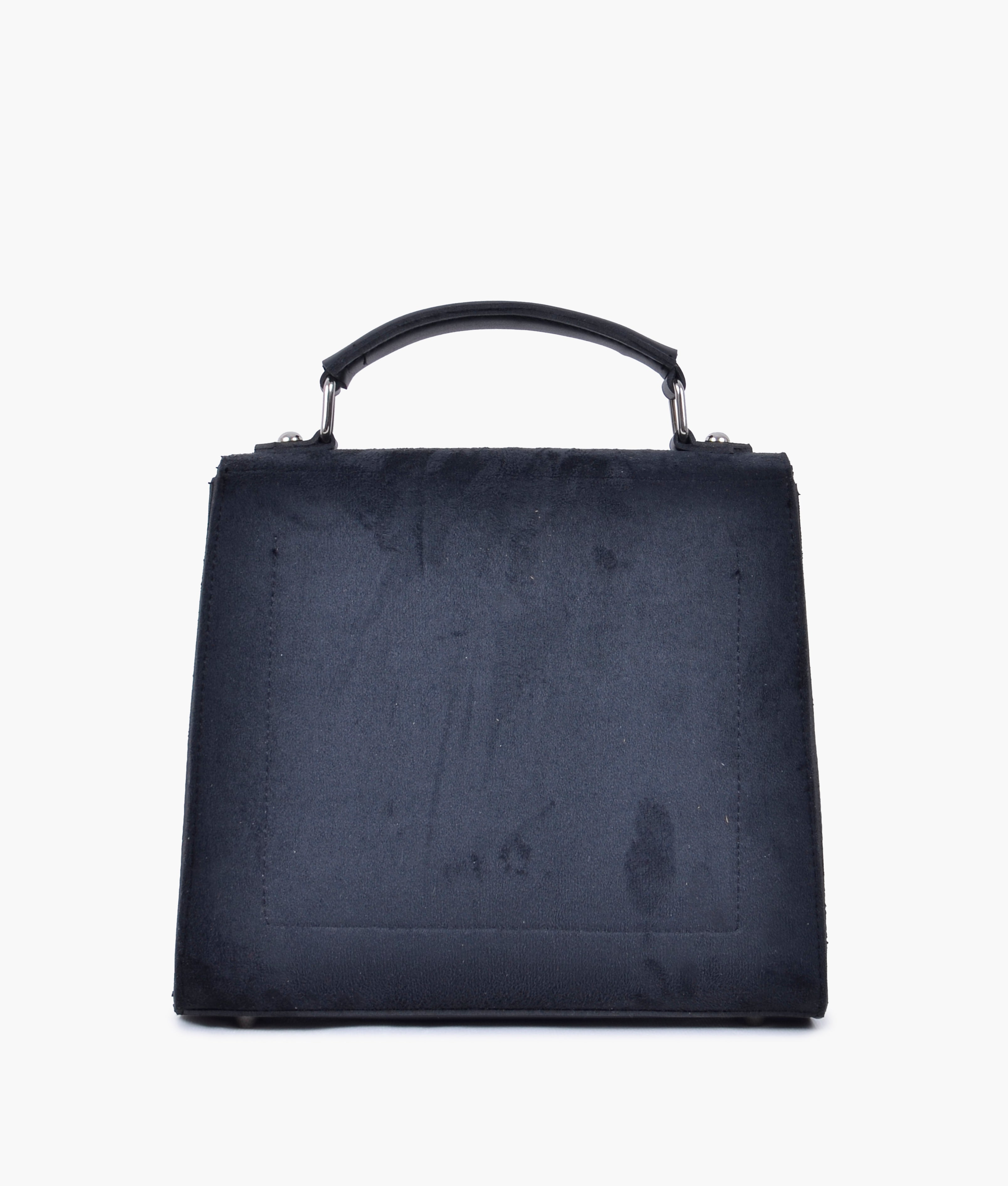 LumaVex - Black suede push-lock messenger bag
