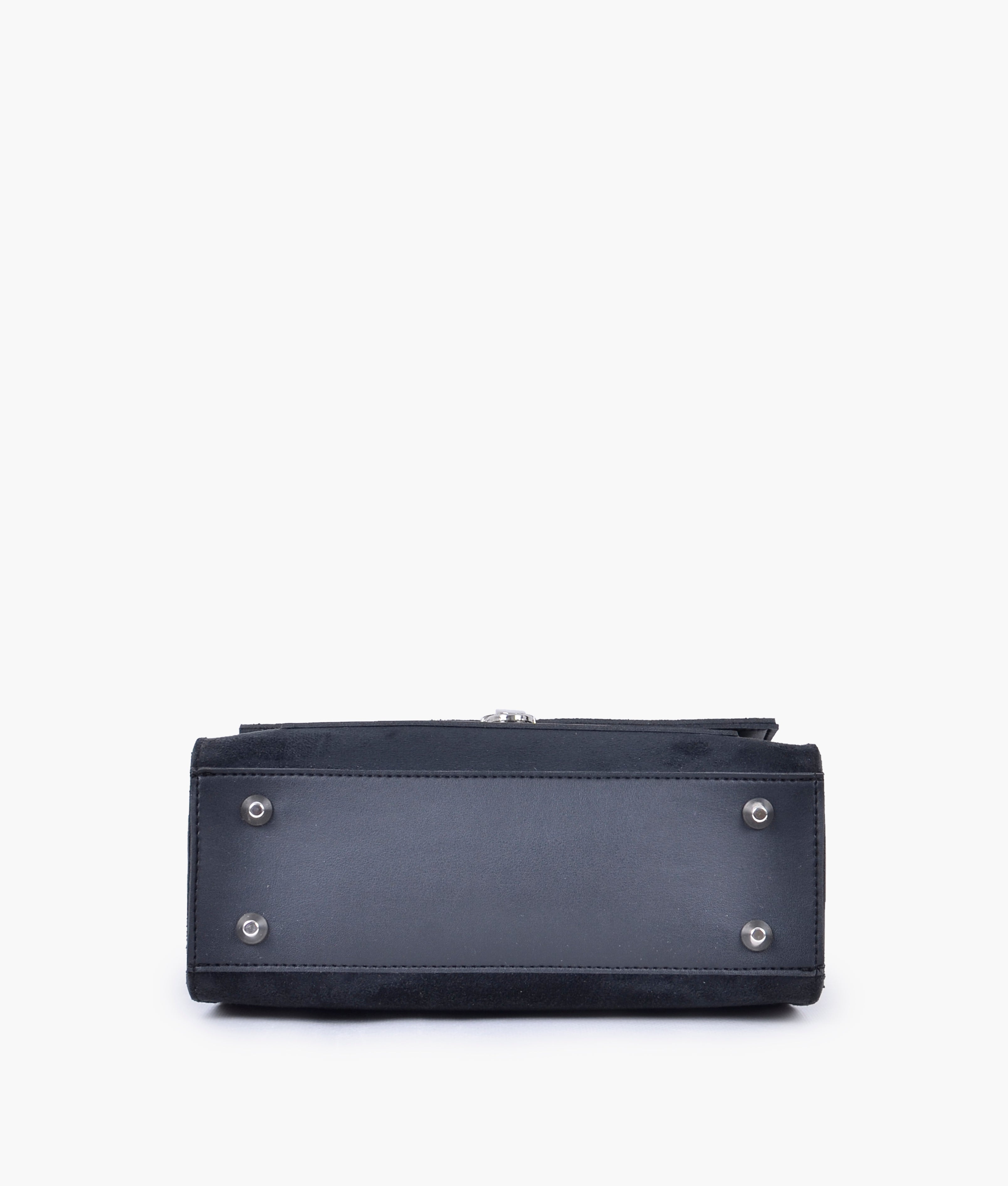 LumaVex - Black suede push-lock messenger bag