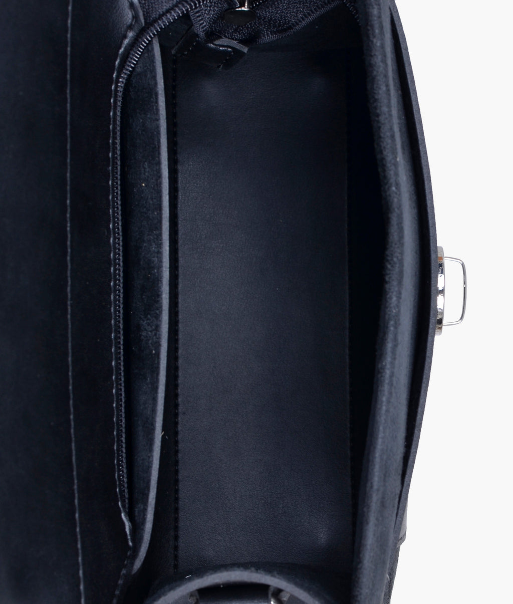 LumaVex - Black suede push-lock messenger bag