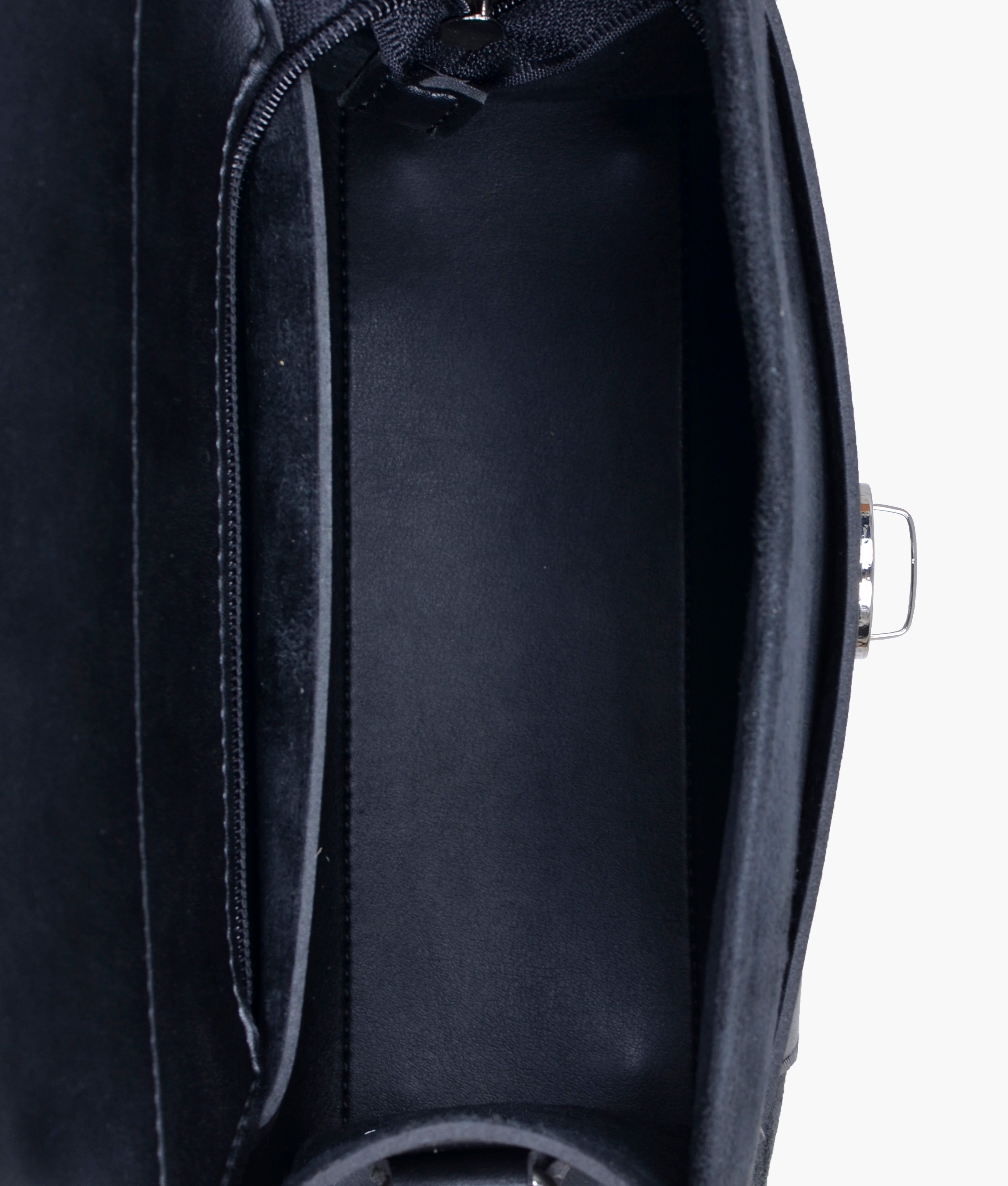 LumaVex - Black suede push-lock messenger bag