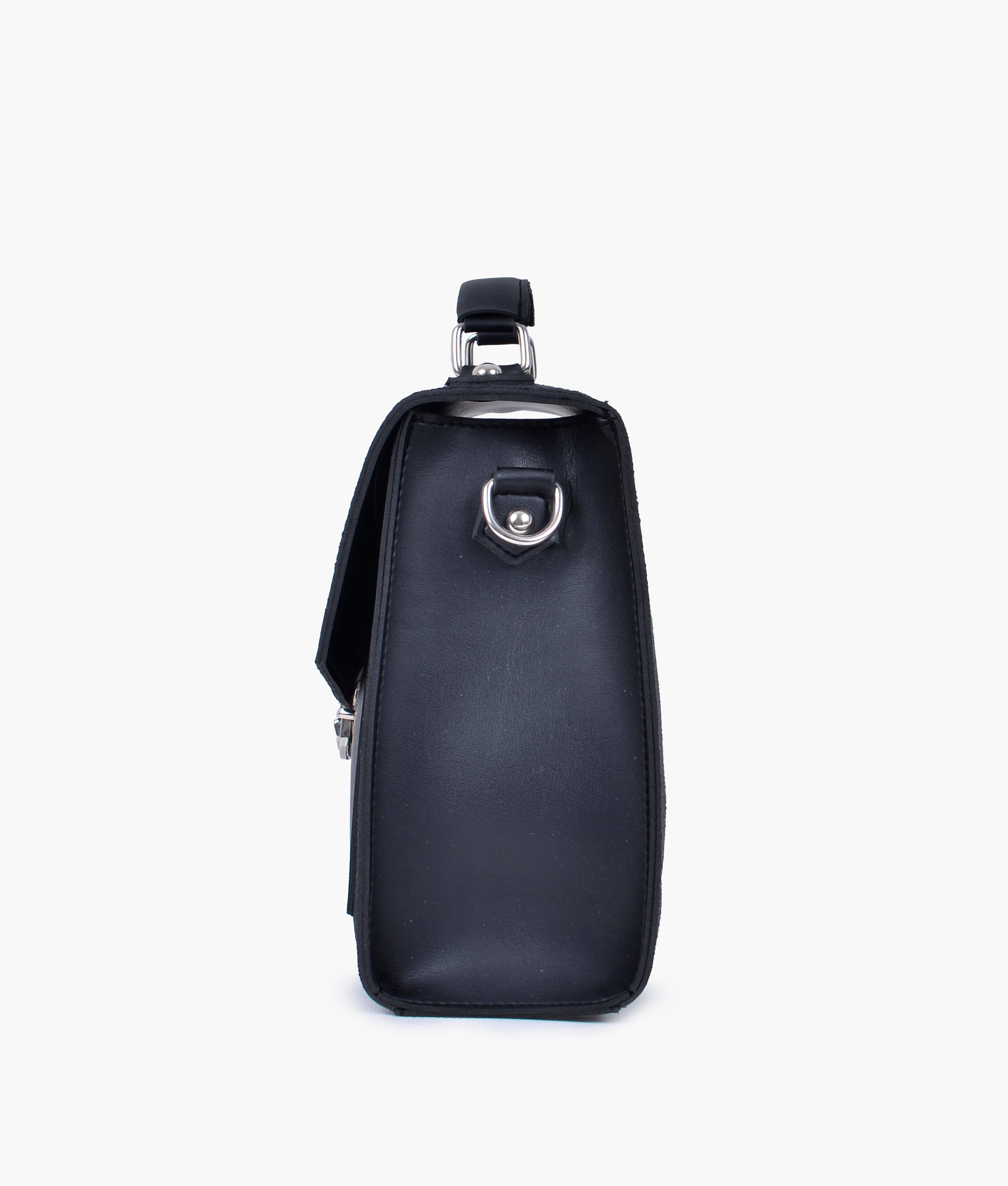 LumaVex - Black suede push-lock messenger bag