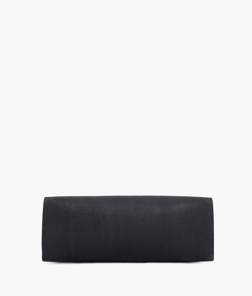 LumaVex - Black suede zipper shoulder bag with long handle