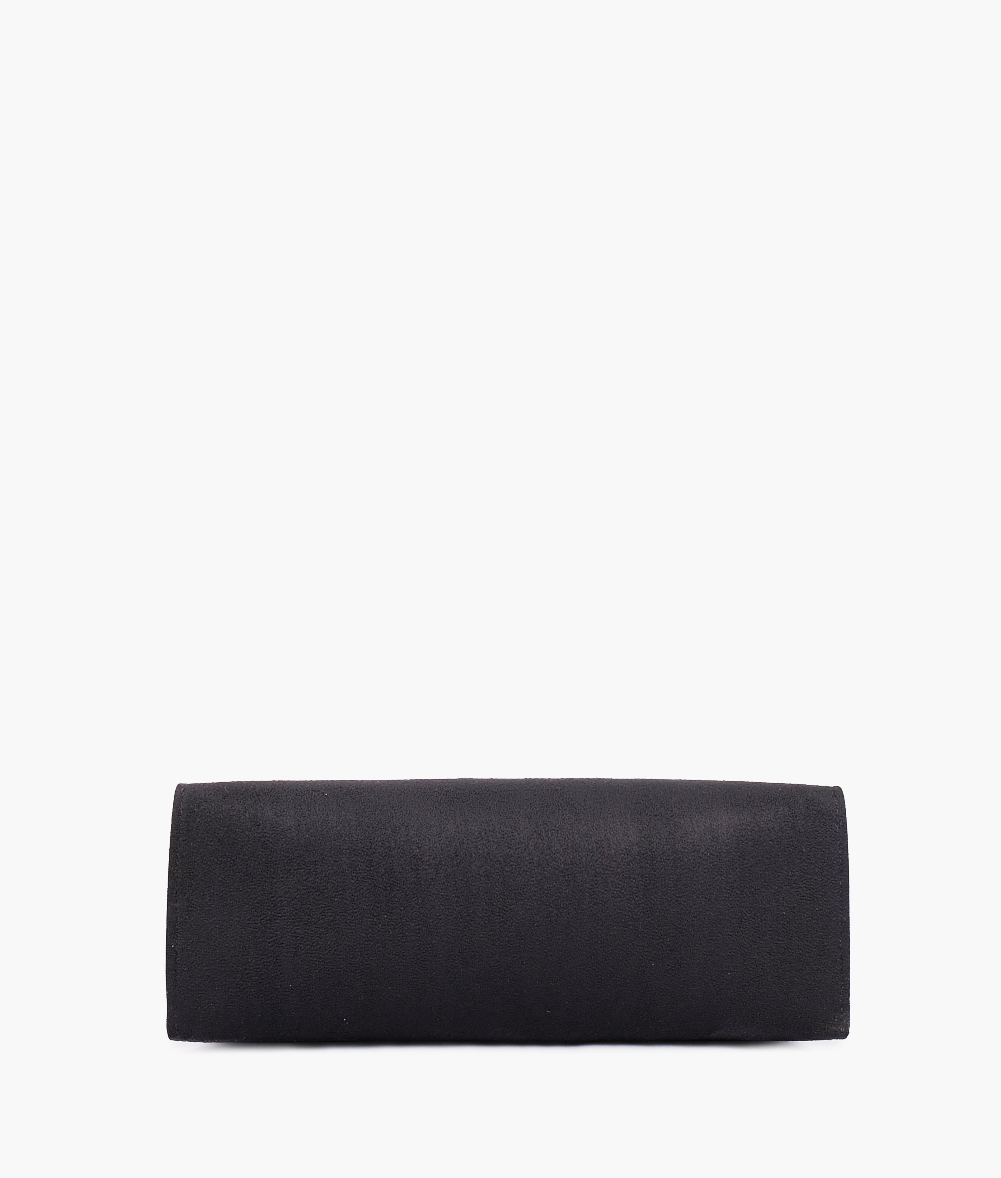 LumaVex - Black suede zipper shoulder bag with long handle