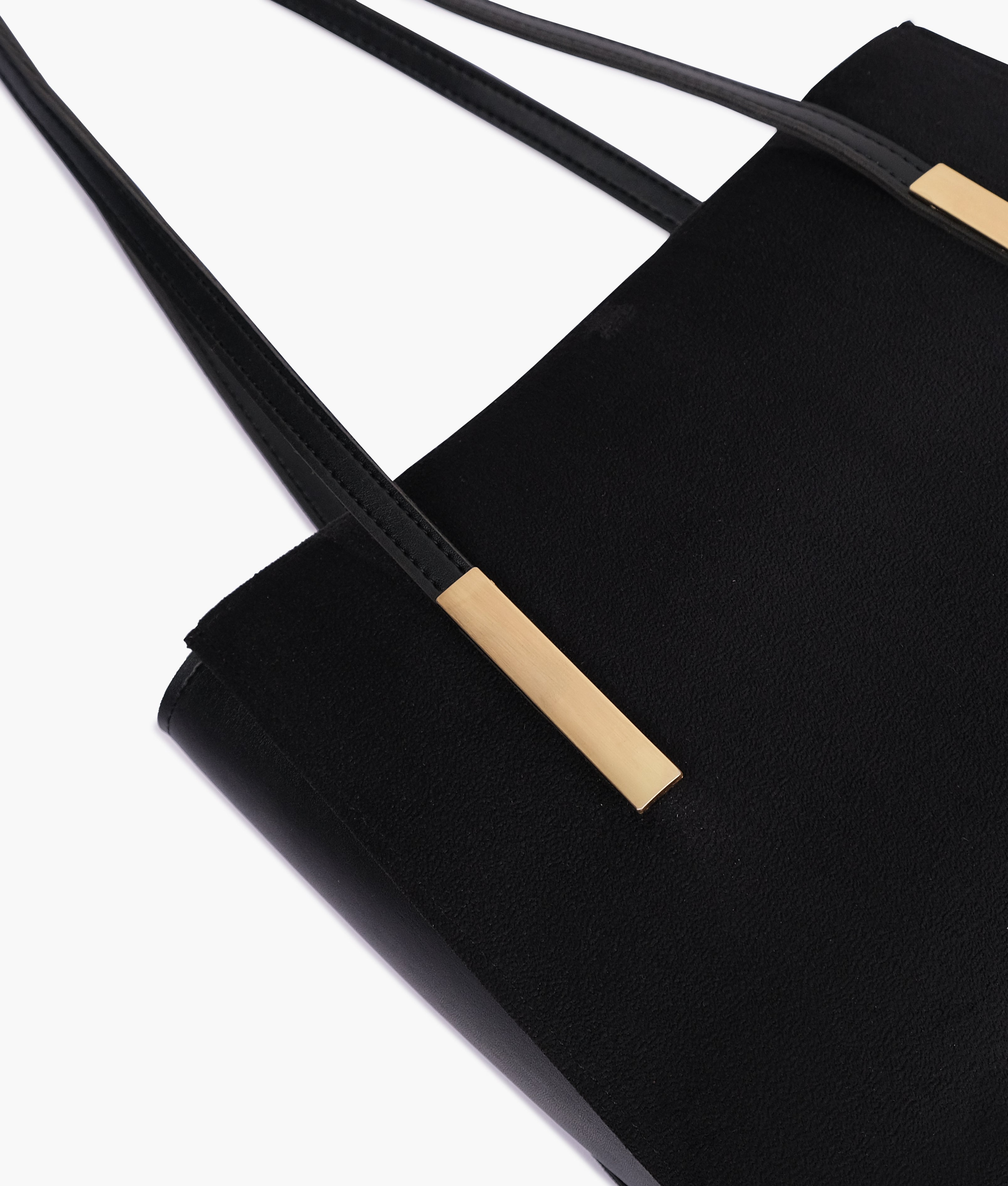 LumaVex - Black suede zipper shoulder bag with long handle