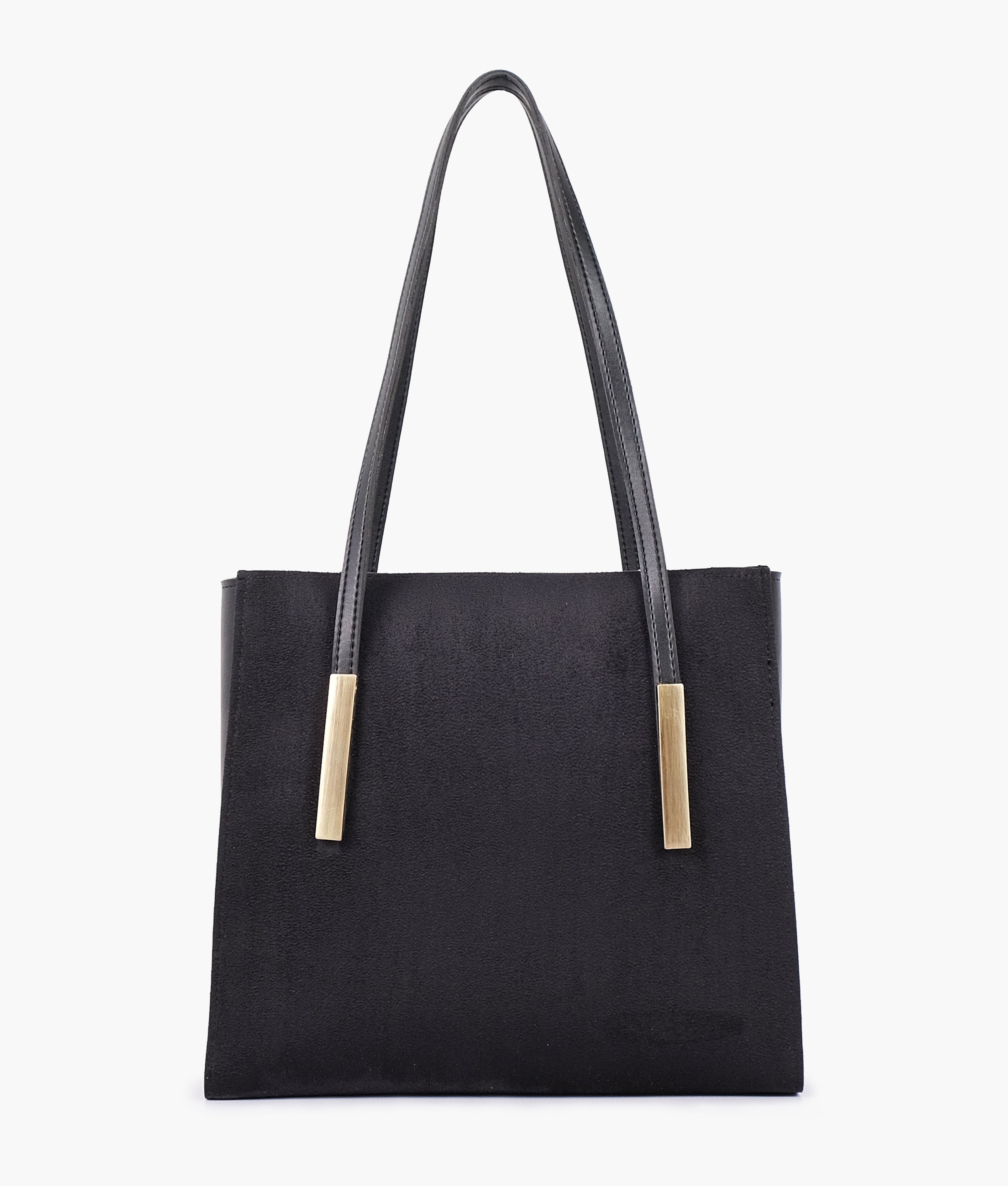 LumaVex - Black suede zipper shoulder bag with long handle