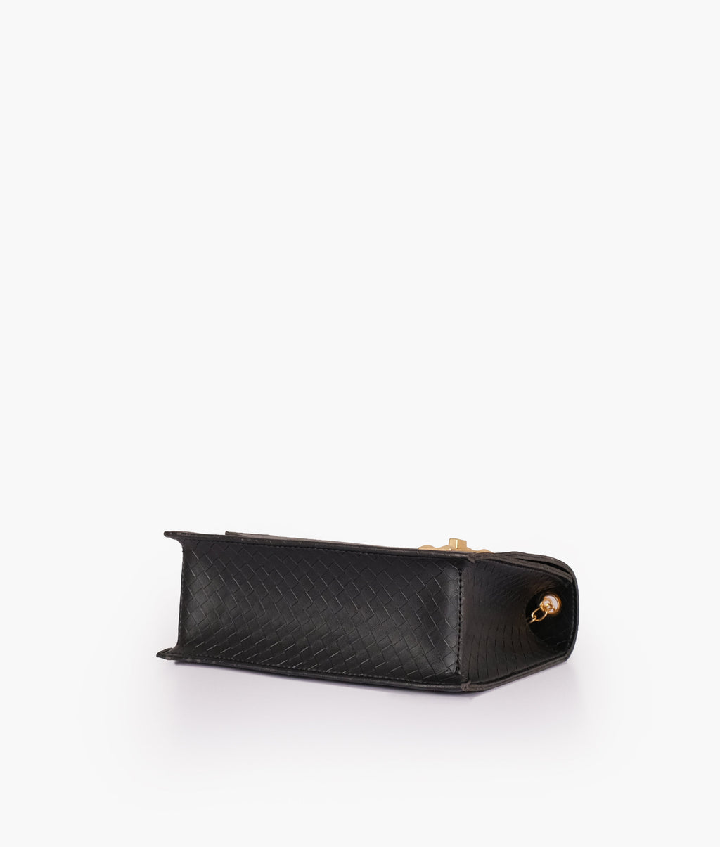 LumaVex - Black weaved chain shoulder bag with twist lock