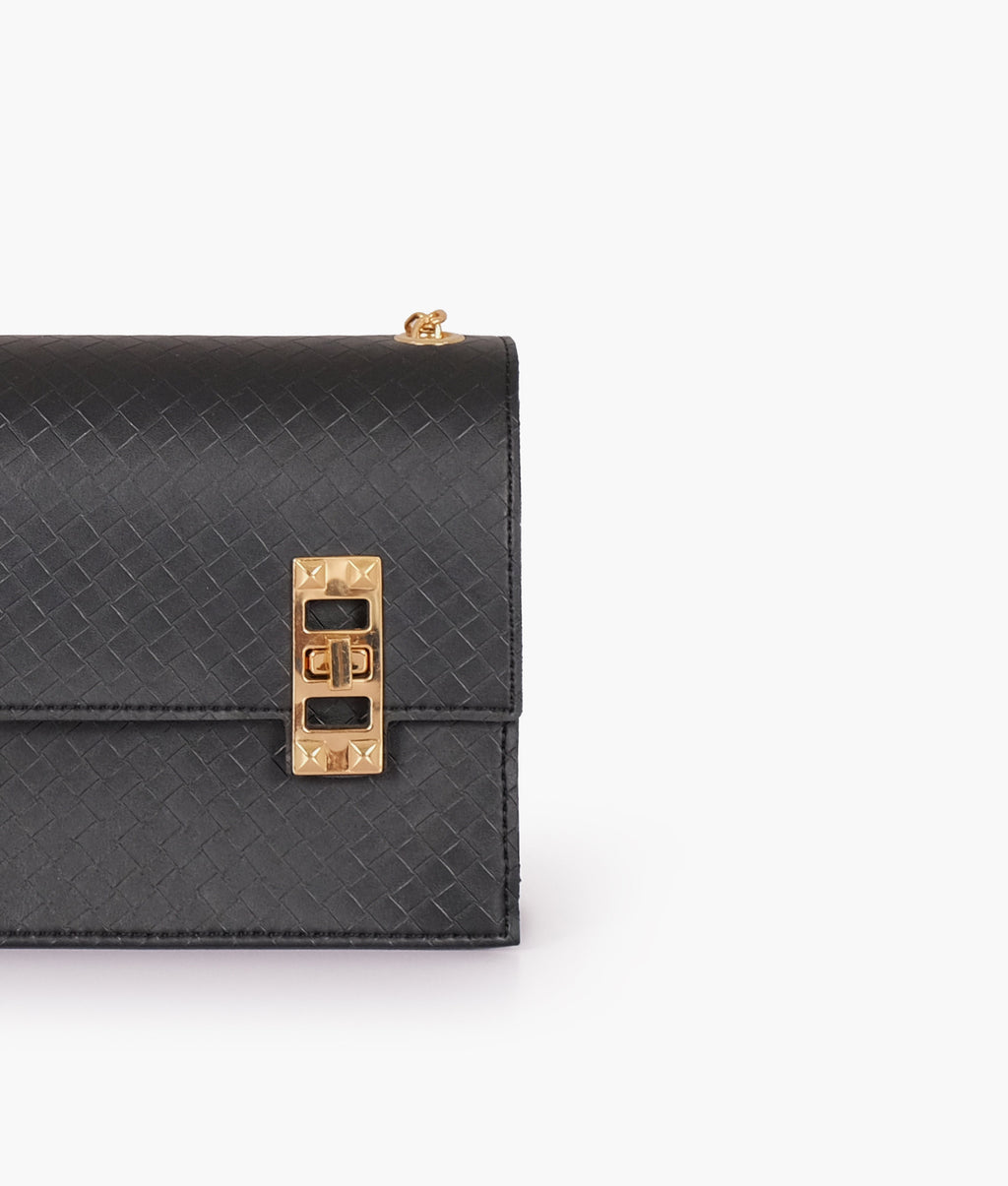 LumaVex - Black weaved chain shoulder bag with twist lock