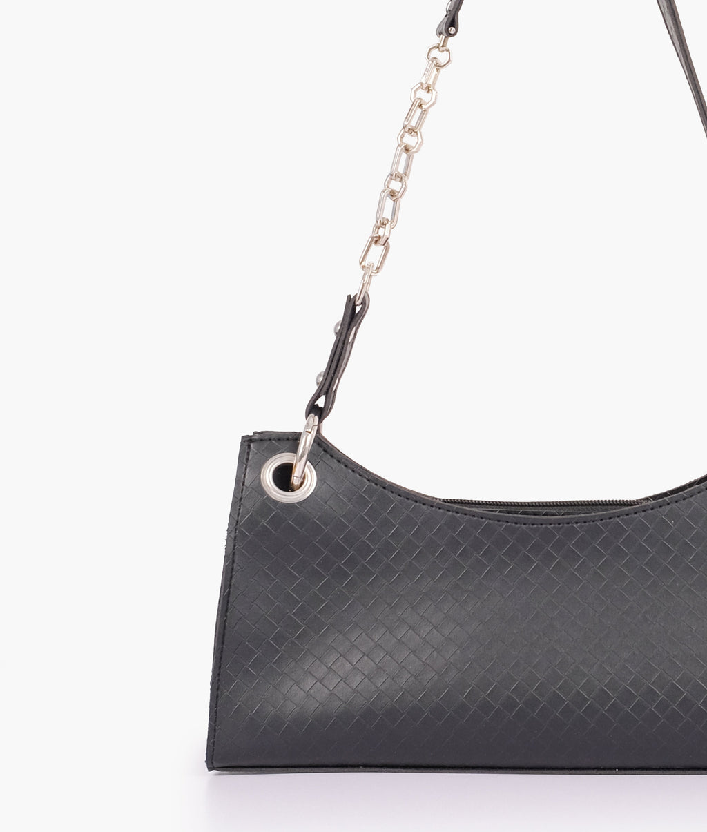 LumaVex - Black weaved elongated chain handle purse