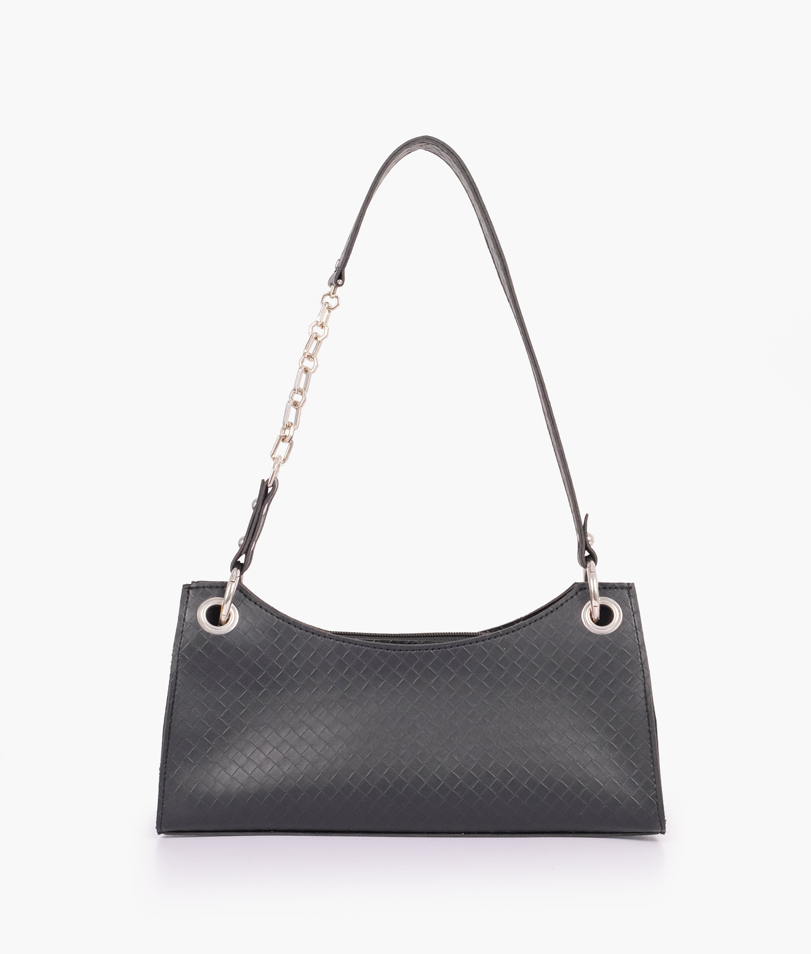 LumaVex - Black weaved elongated chain handle purse