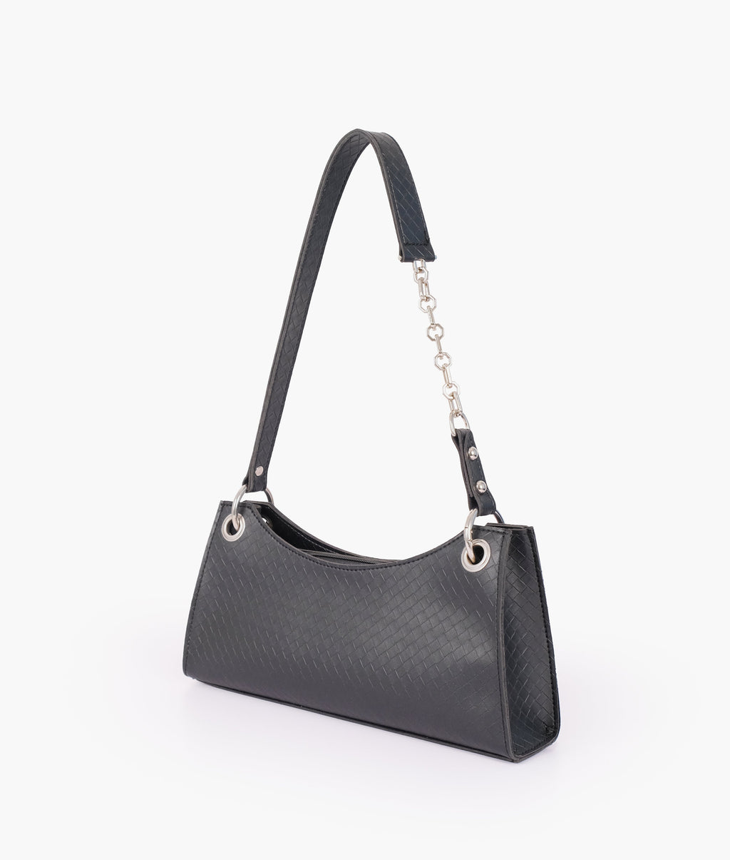 LumaVex - Black weaved elongated chain handle purse