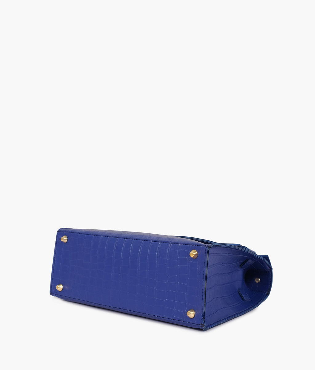LumaVex - Blue top-handle crocodile mini bag