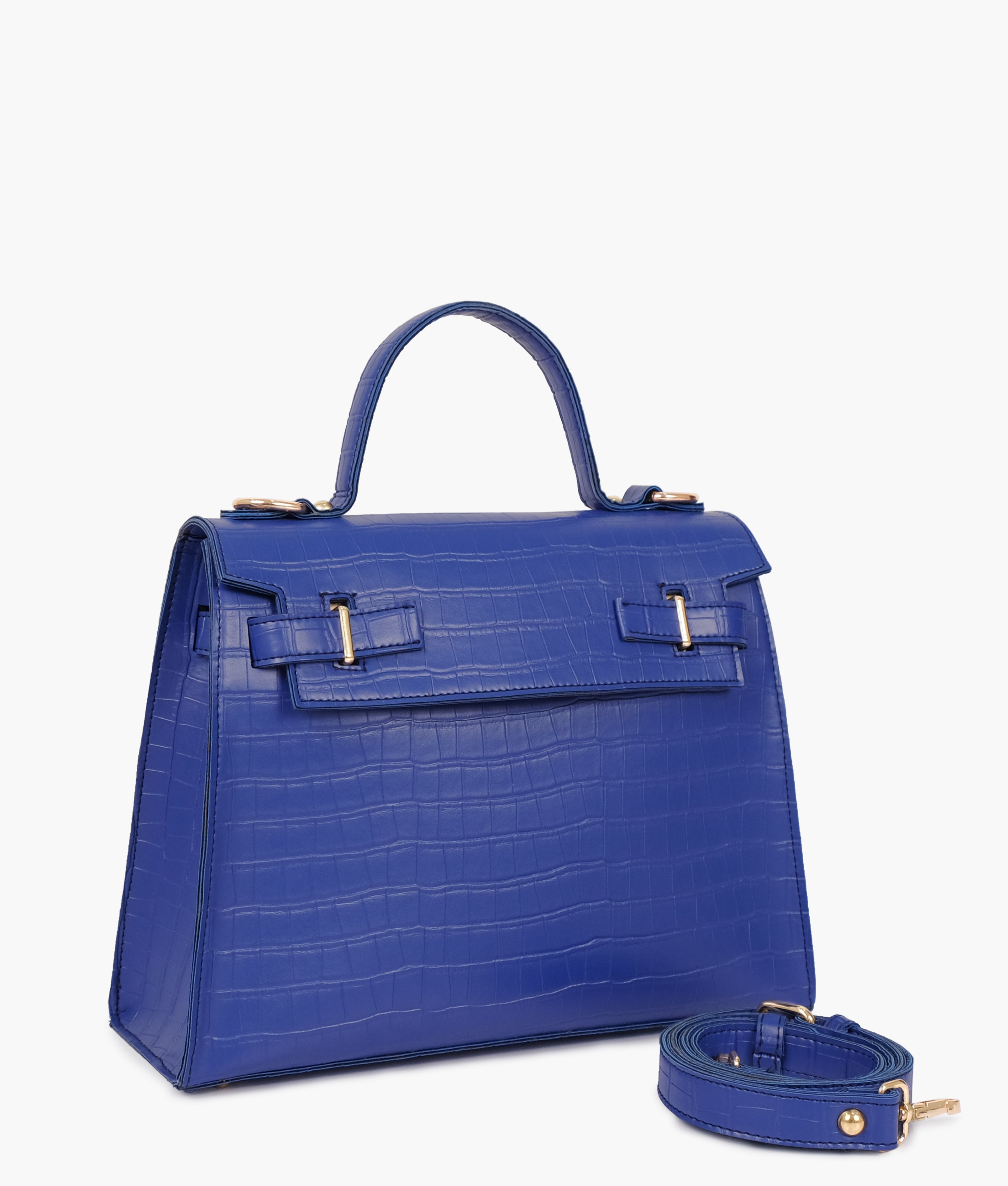 LumaVex - Blue top-handle crocodile mini bag