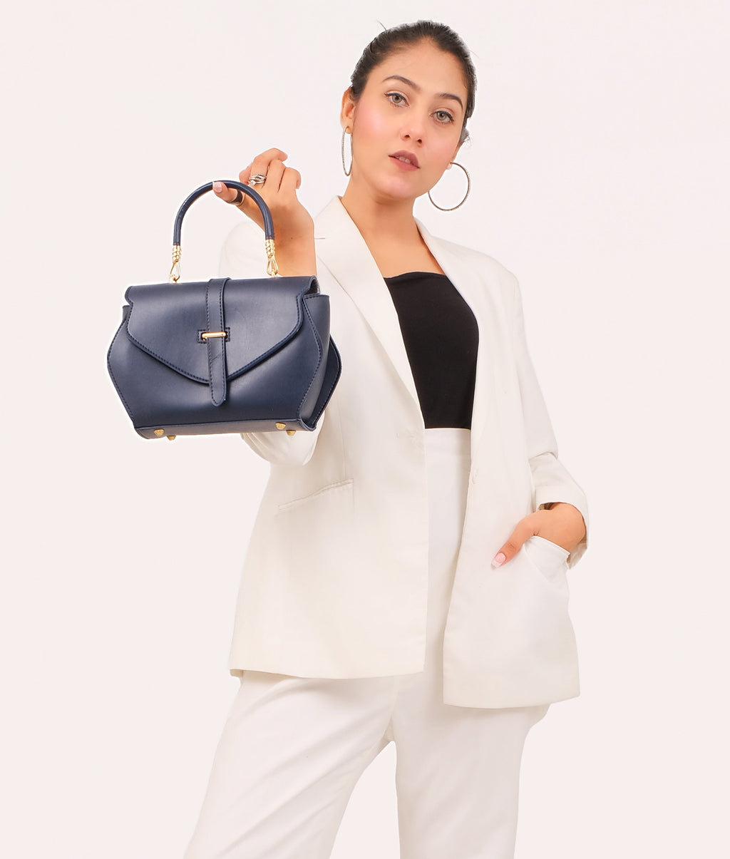 LumaVex - Blue top-handle hexagon bag
