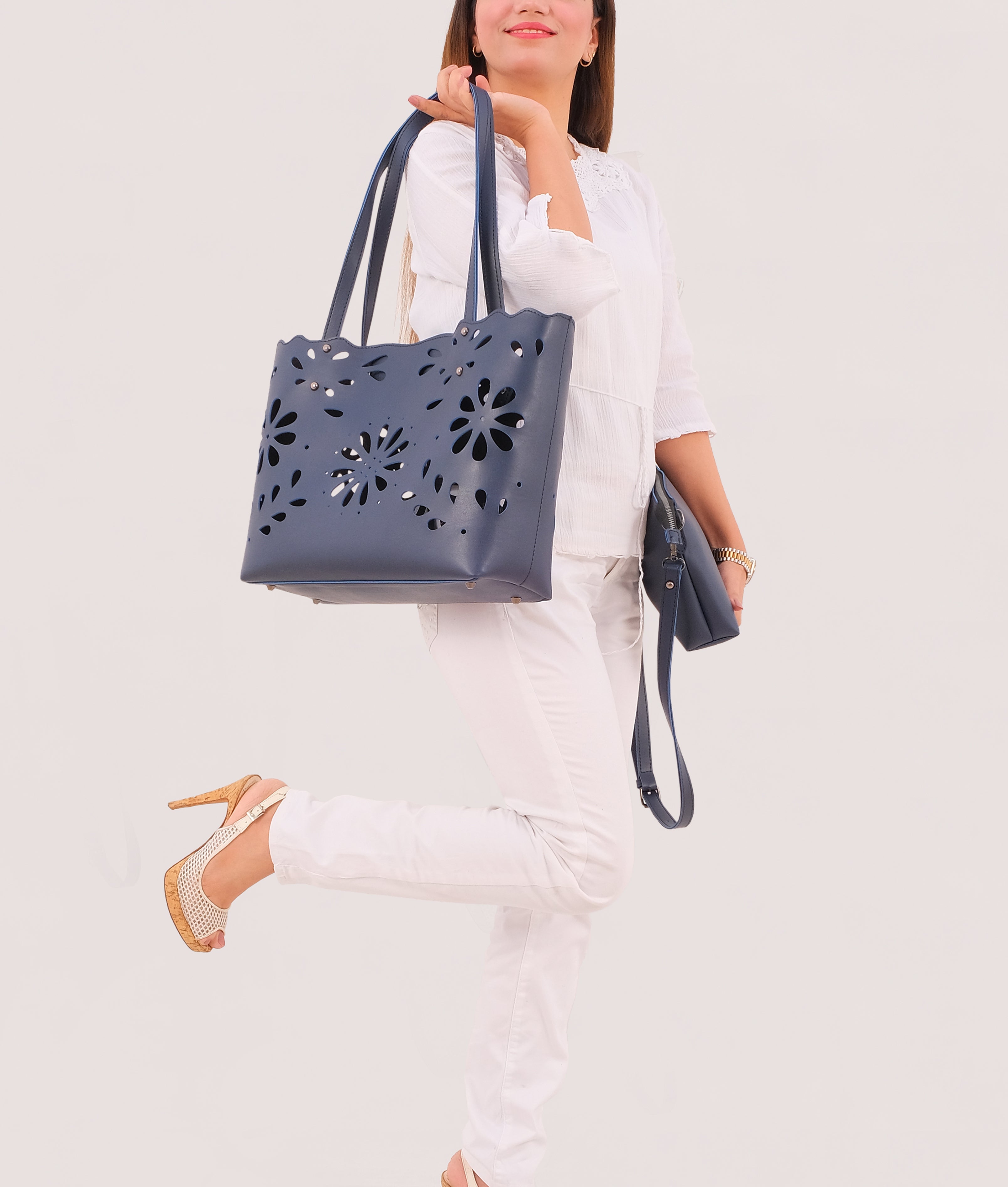 LumaVex - Blue two-piece floral tote