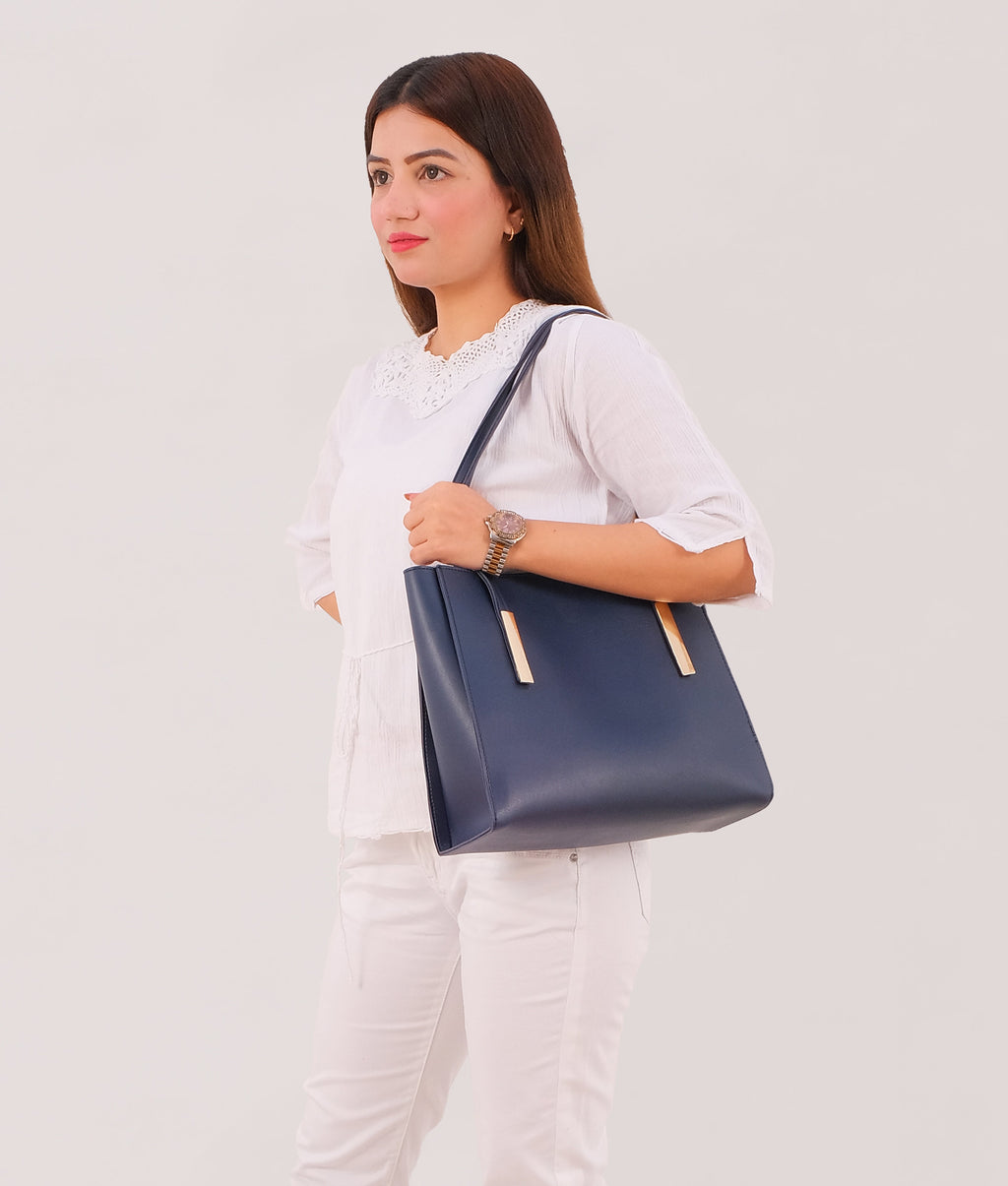 LumaVex - Blue zipper shoulder bag with long handle