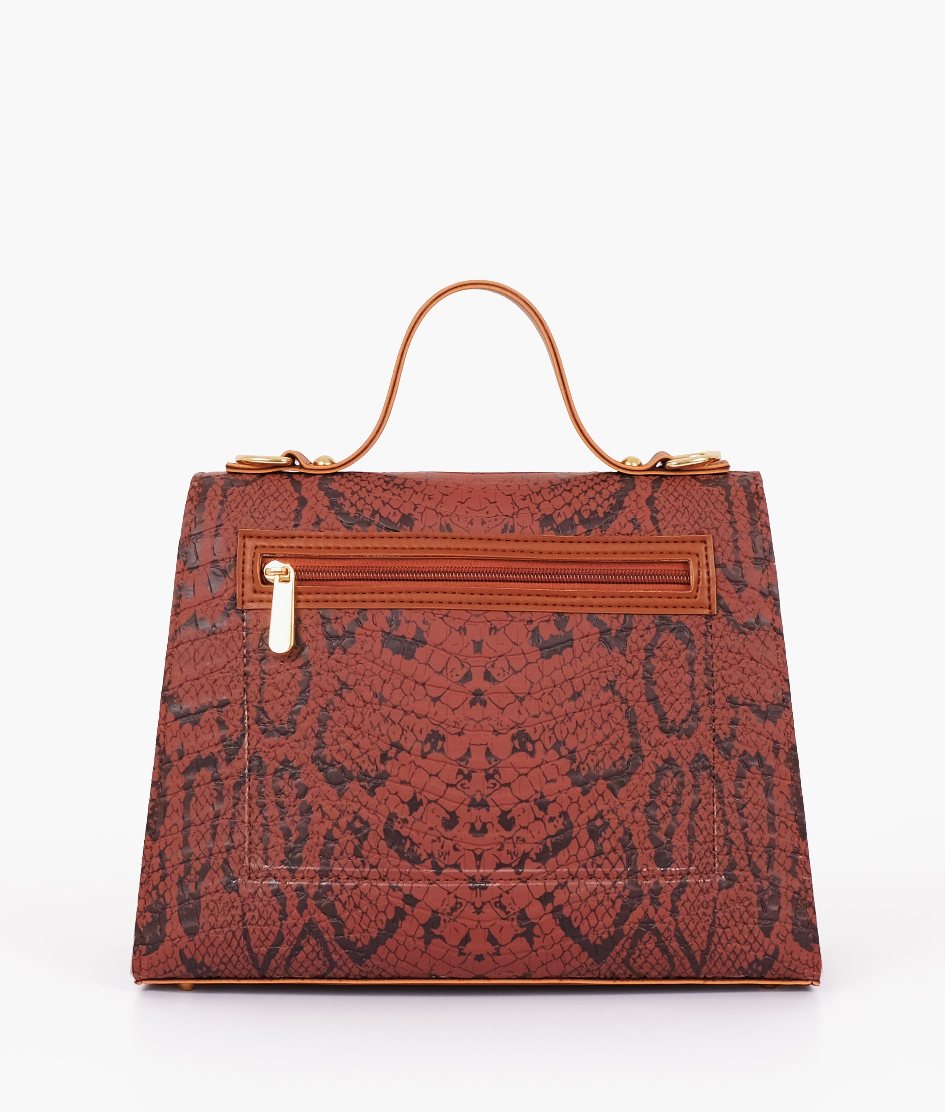 LumaVex - Brown crocodile cross-body bag with top-handle