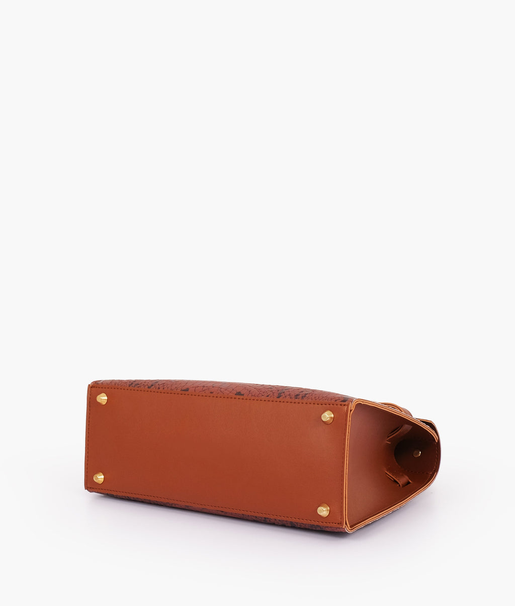 LumaVex - Brown crocodile cross-body bag with top-handle
