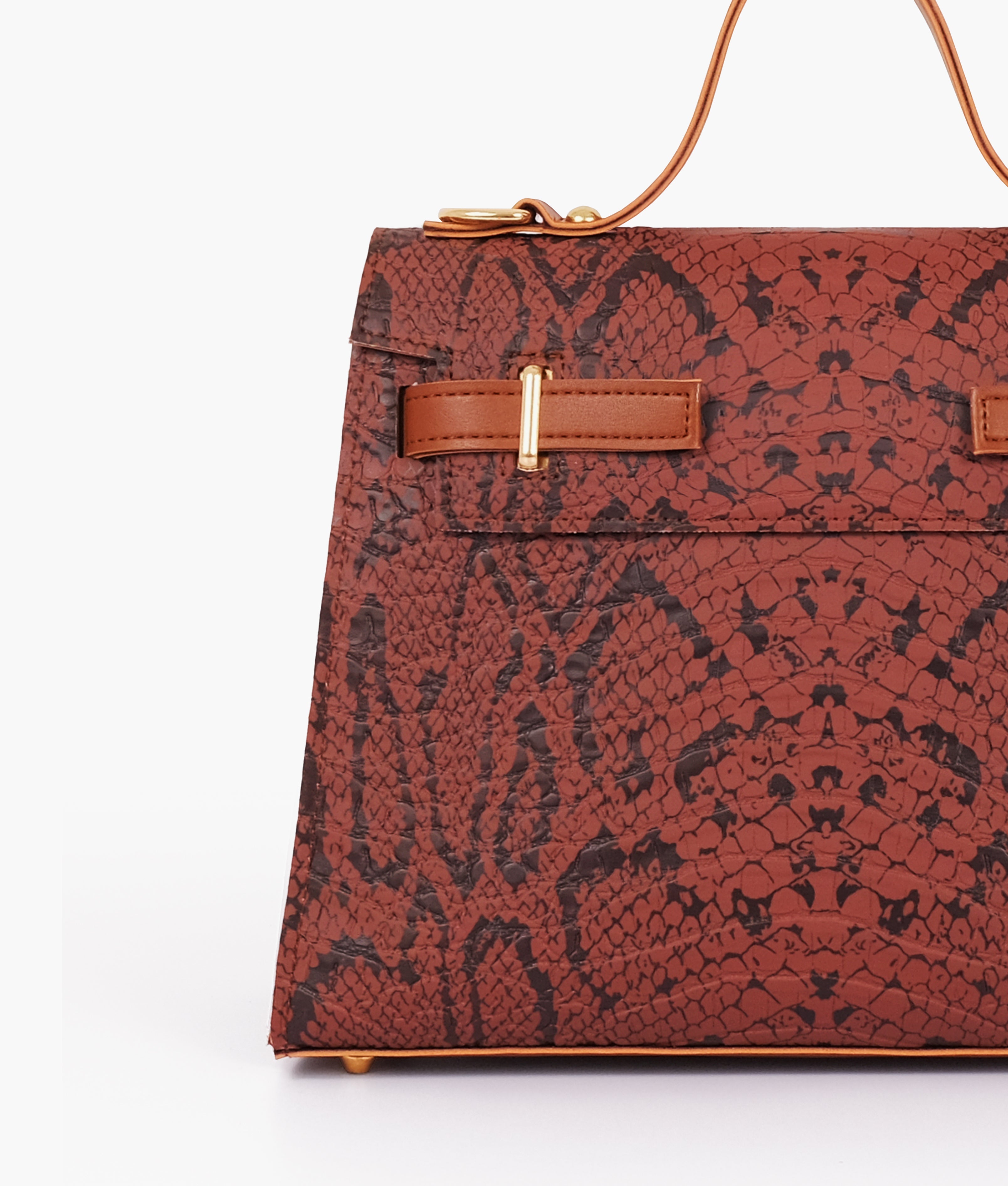 LumaVex - Brown crocodile cross-body bag with top-handle