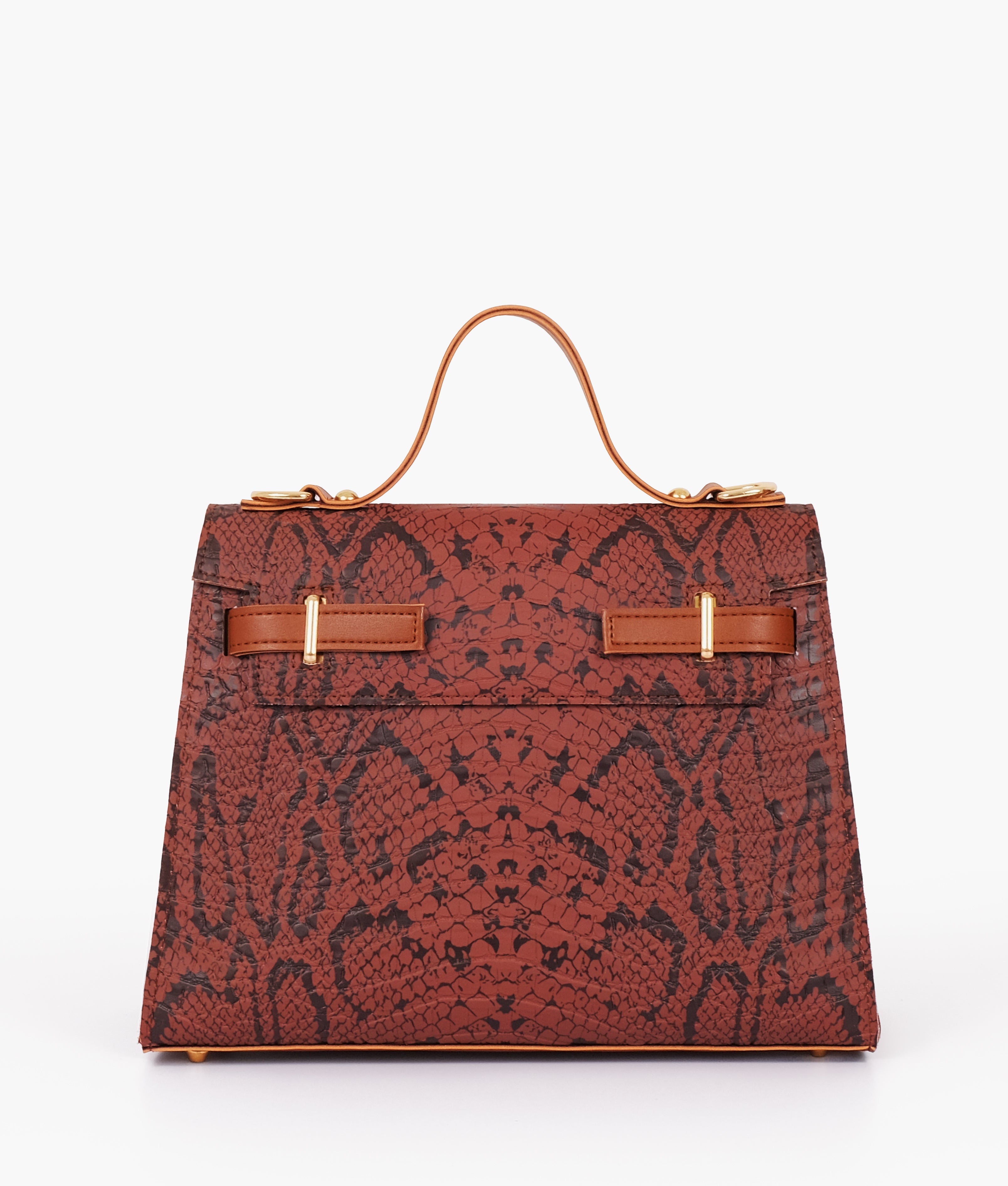 LumaVex - Brown crocodile cross-body bag with top-handle