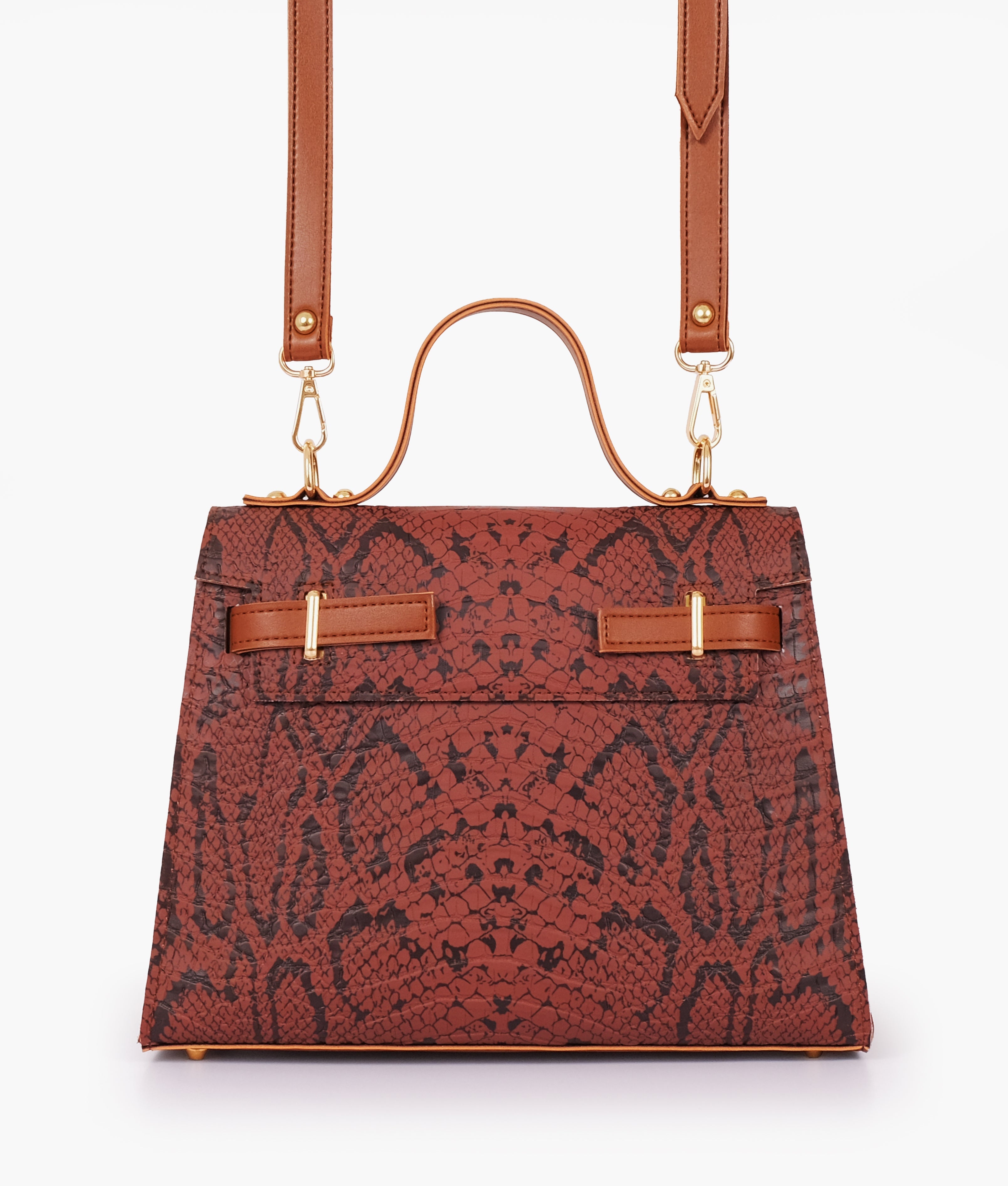 LumaVex - Brown crocodile cross-body bag with top-handle