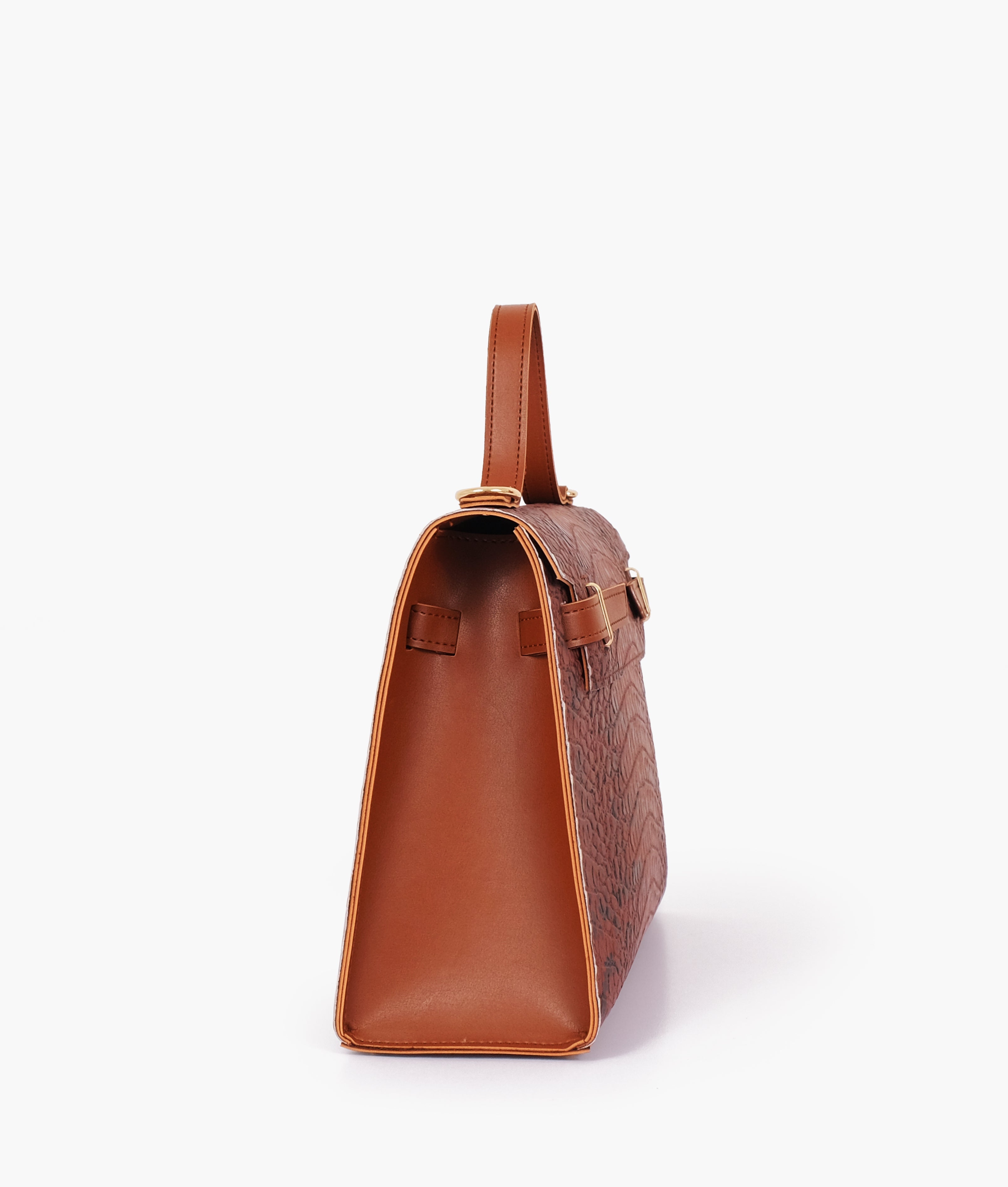 LumaVex - Brown crocodile cross-body bag with top-handle