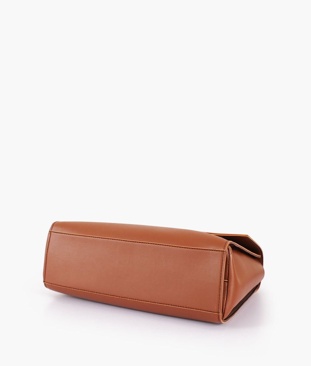 LumaVex - Brown flap-over top-handle bag