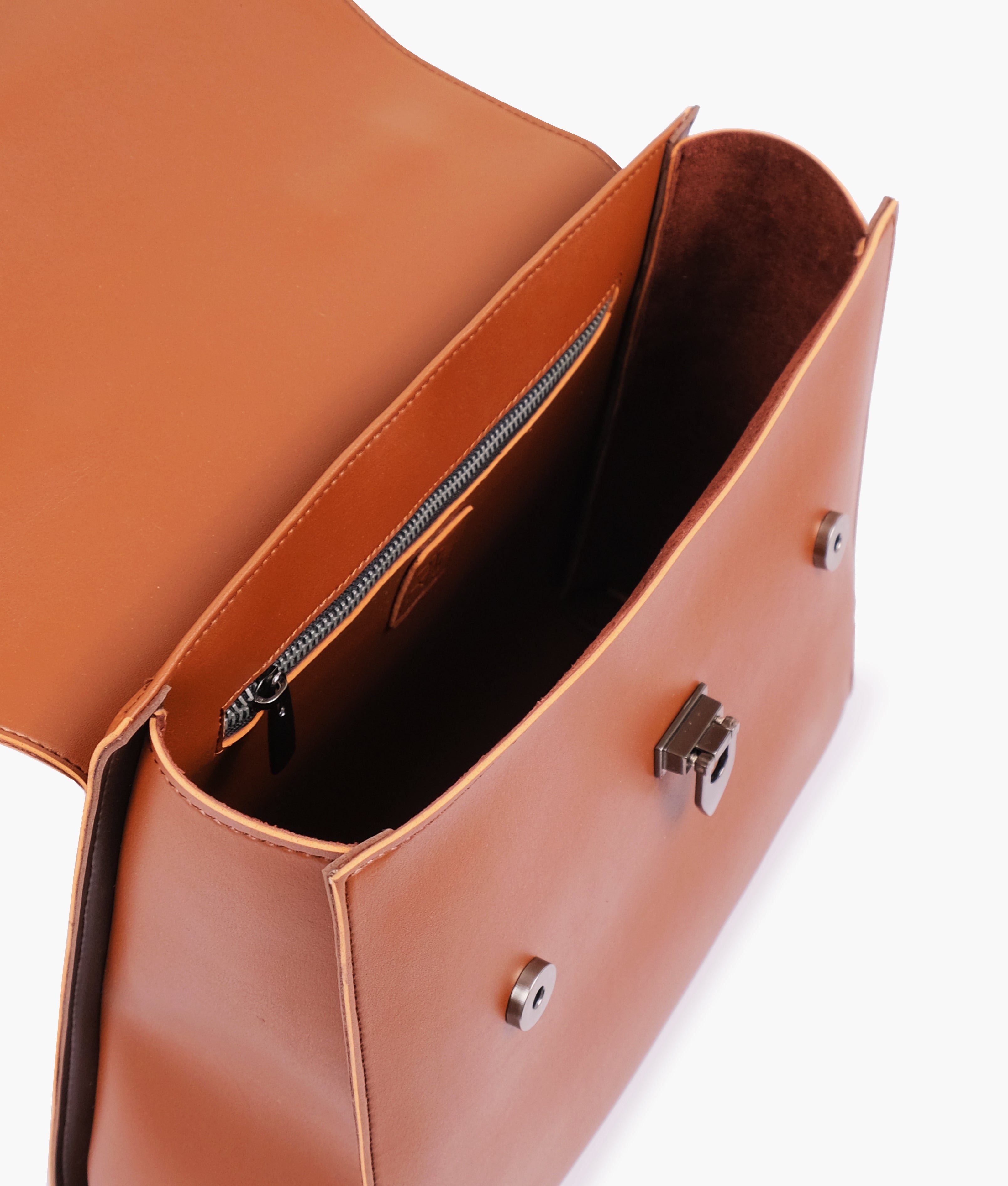 LumaVex - Brown flap-over top-handle bag