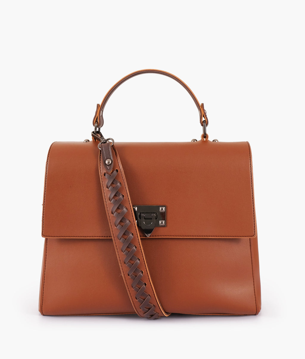 LumaVex - Brown flap-over top-handle bag