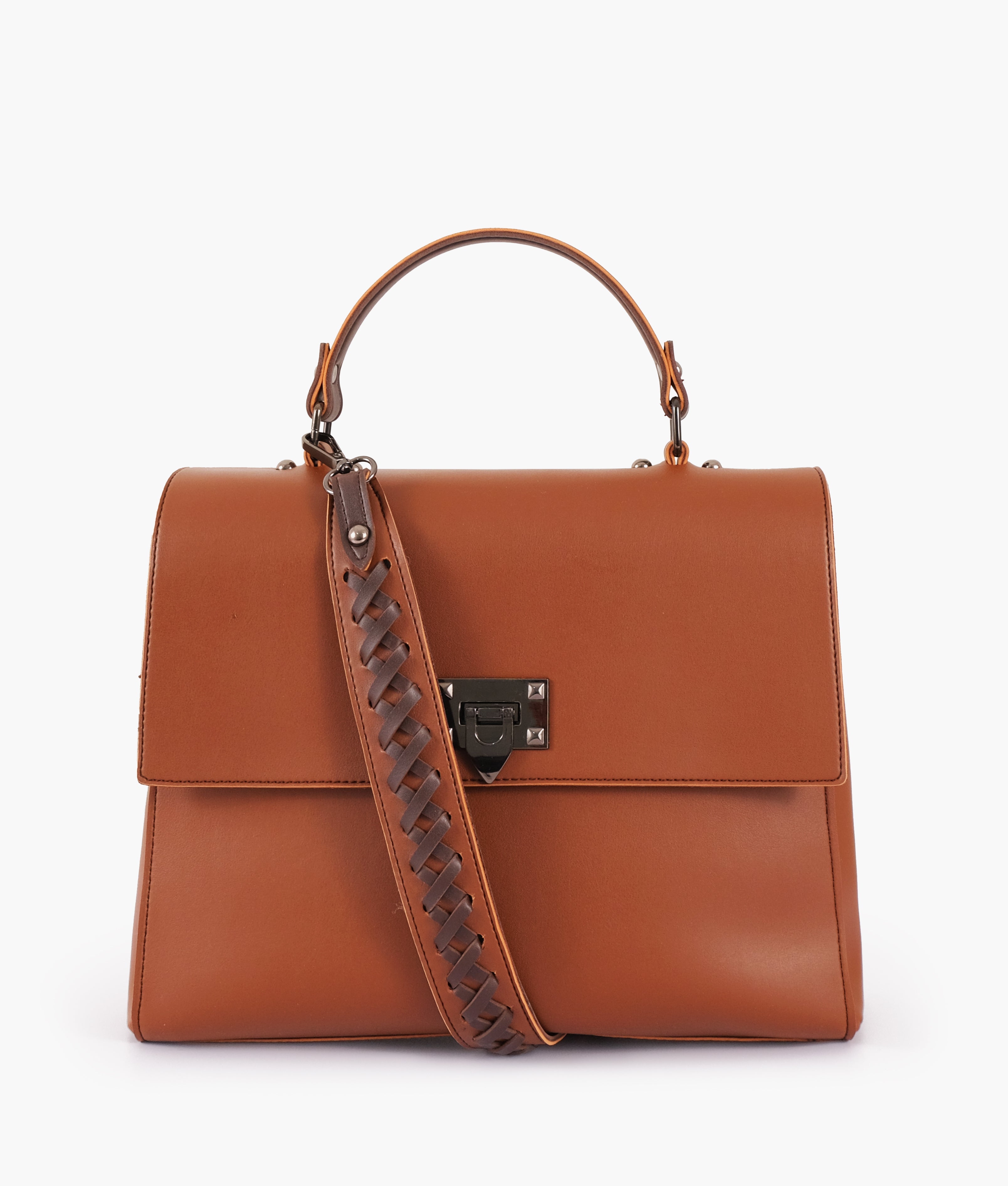 LumaVex - Brown flap-over top-handle bag