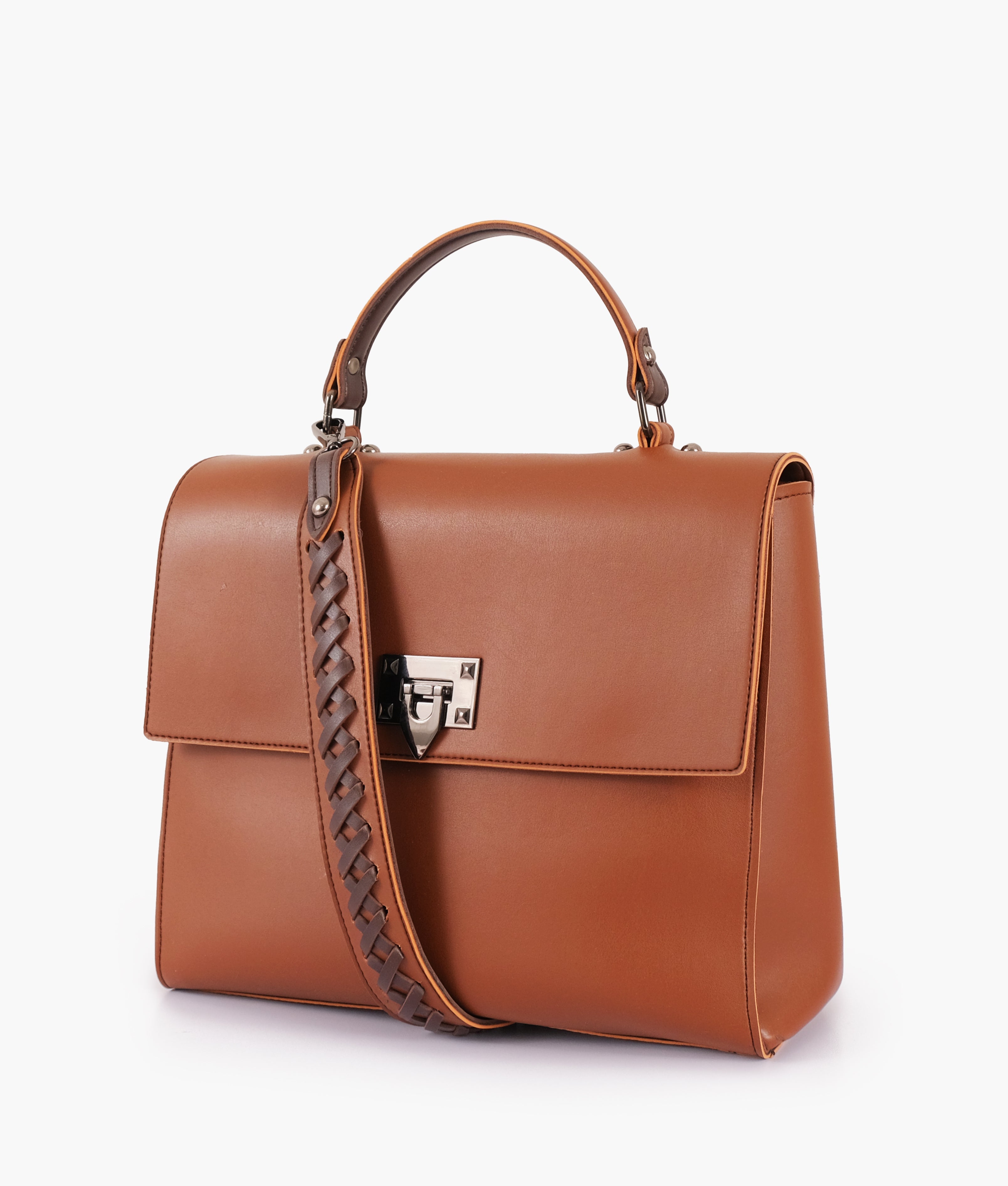 LumaVex - Brown flap-over top-handle bag