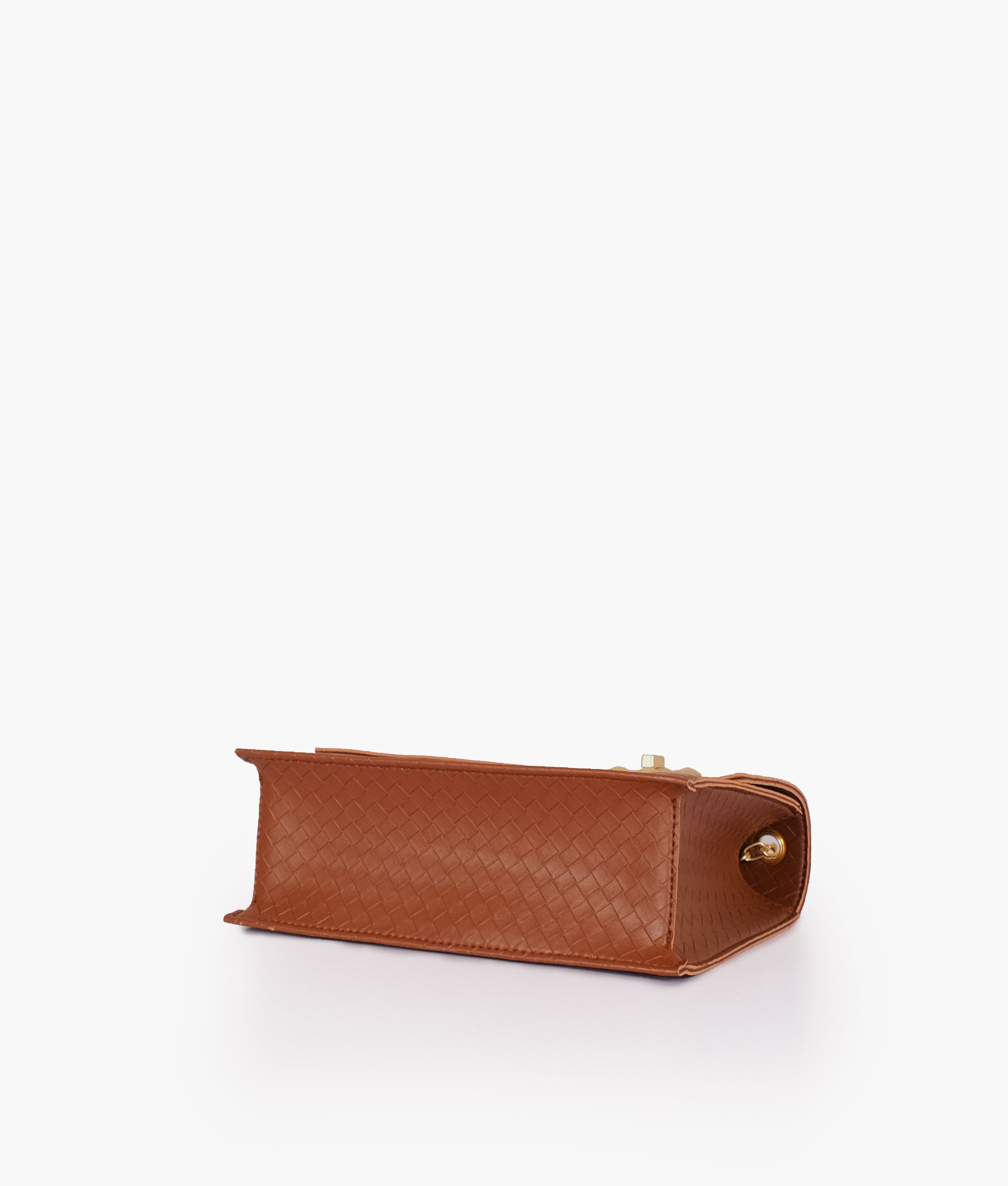LumaVex - Brown weaved chain shoulder bag with twist lock