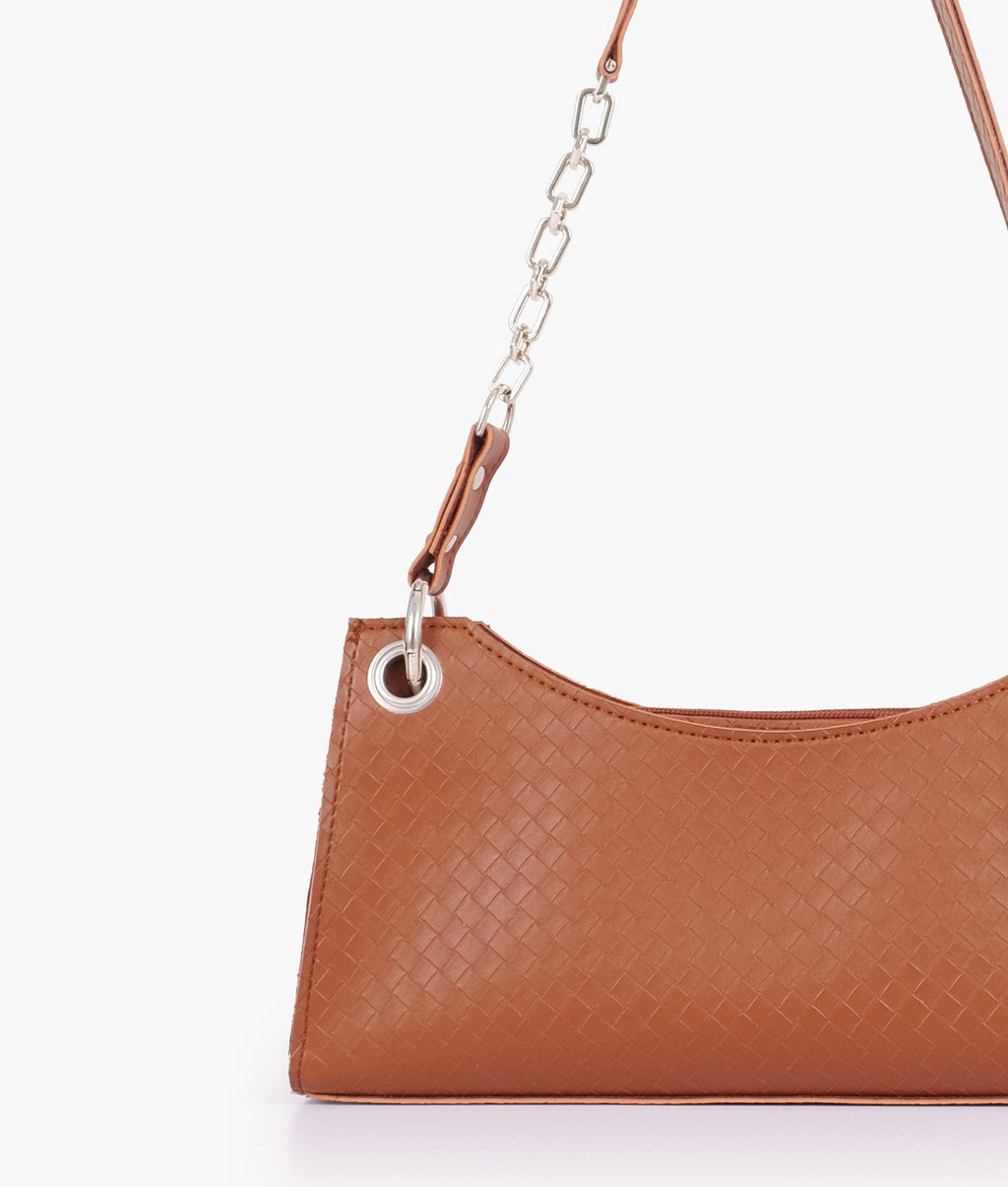 LumaVex - Brown weaved elongated chain handle purse