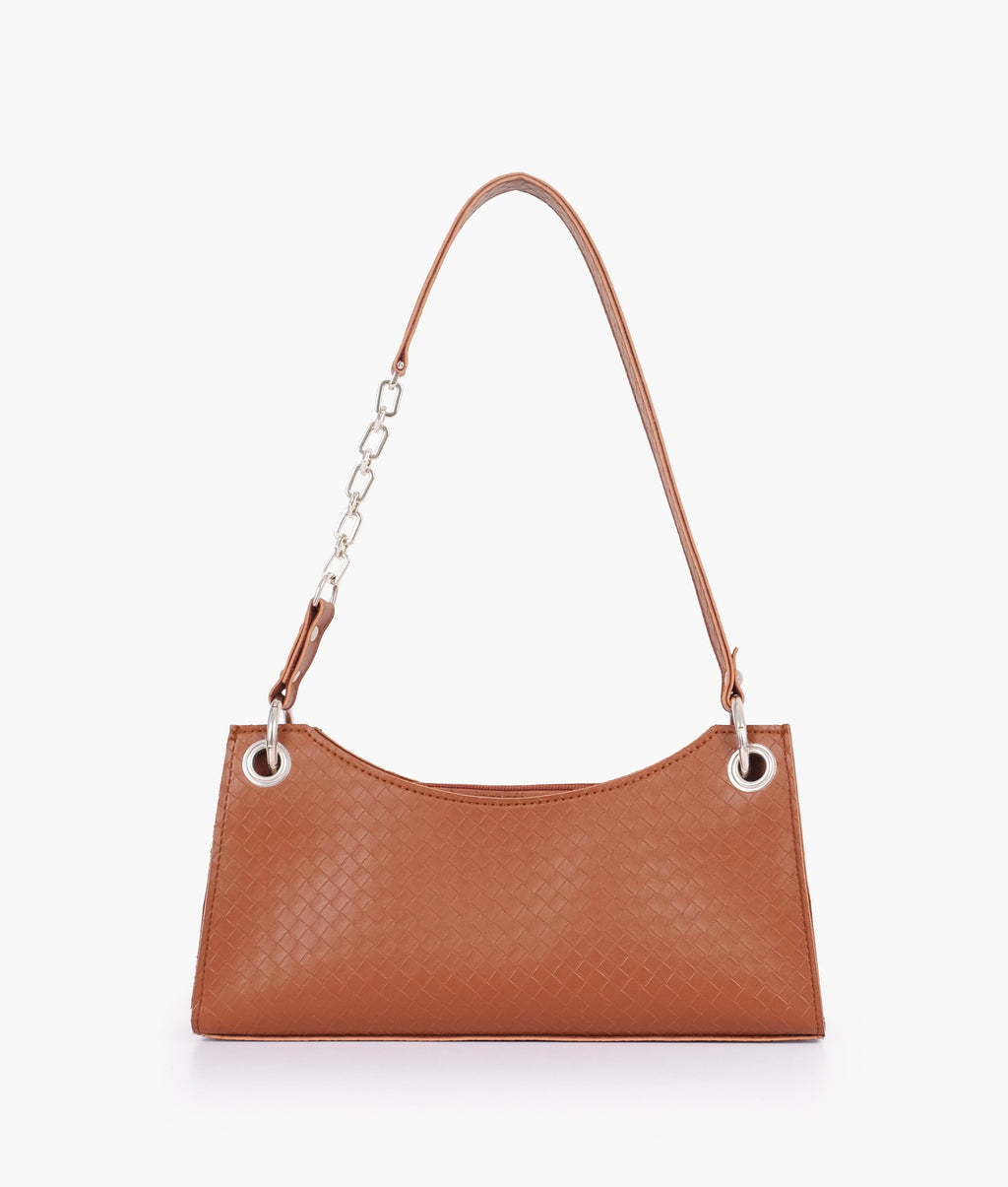 LumaVex - Brown weaved elongated chain handle purse