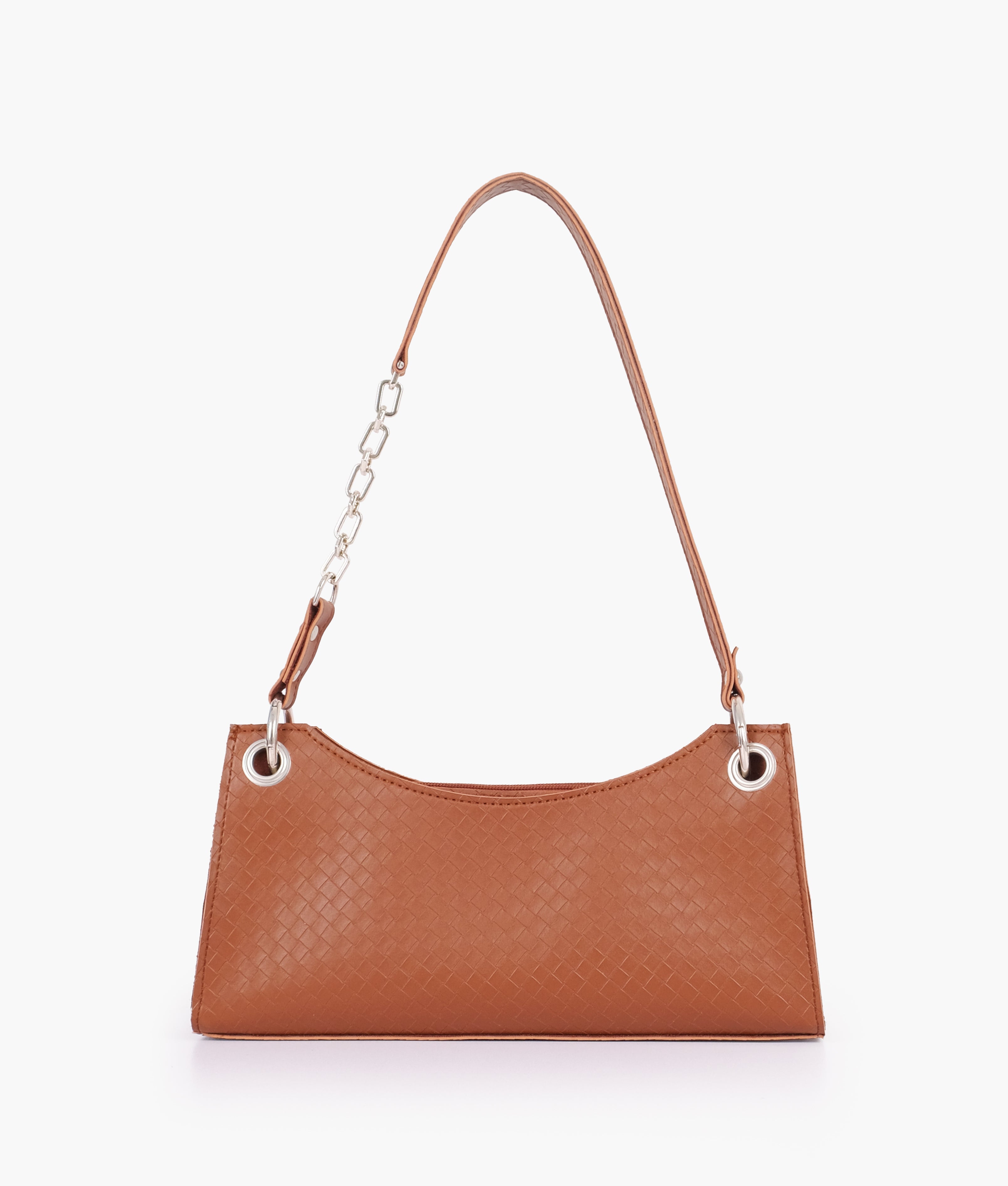 LumaVex - Brown weaved elongated chain handle purse