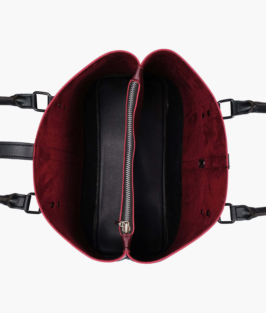LumaVex - Burgundy and black multi-compartment shoulder bag
