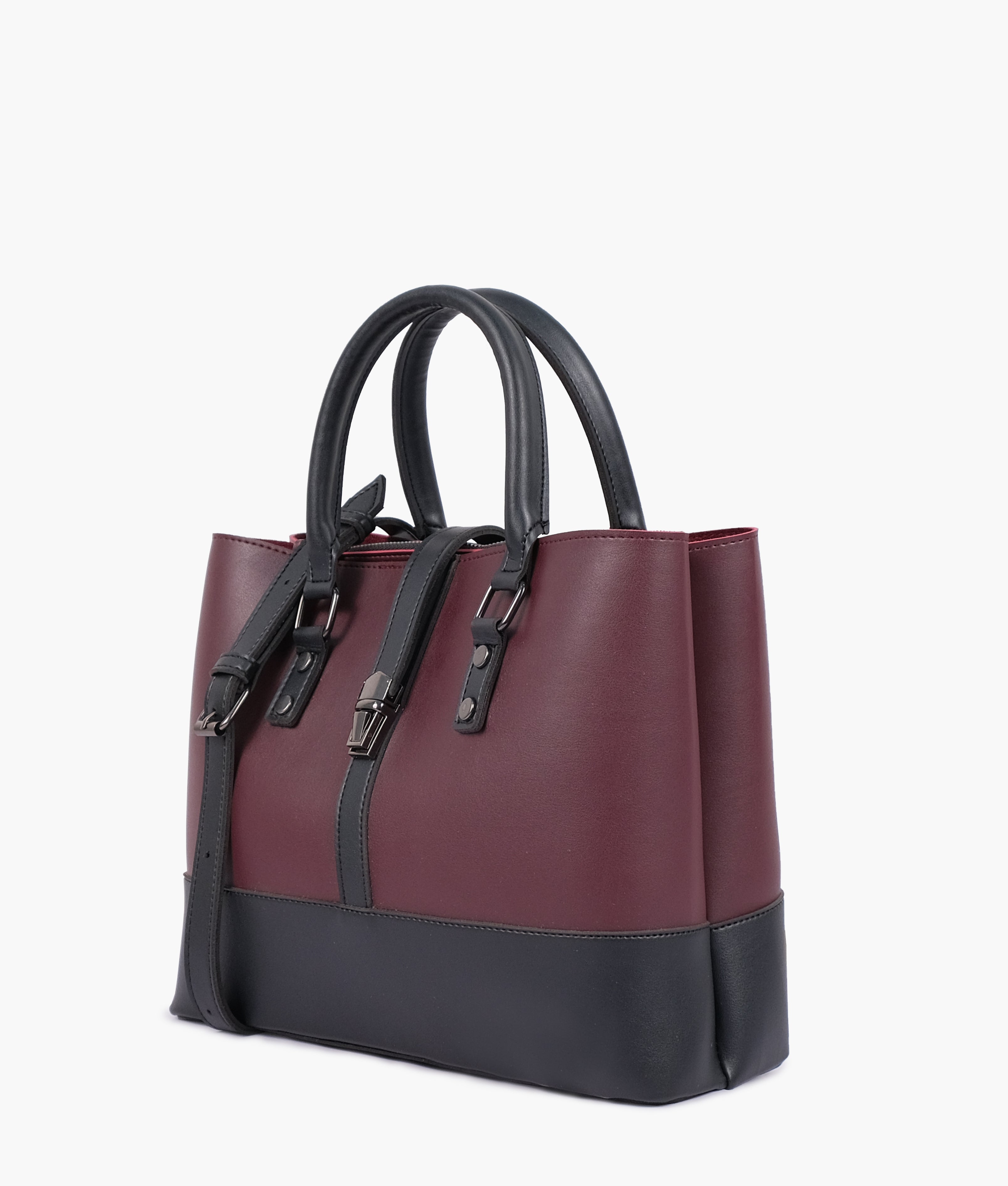 LumaVex - Burgundy and black multi-compartment shoulder bag