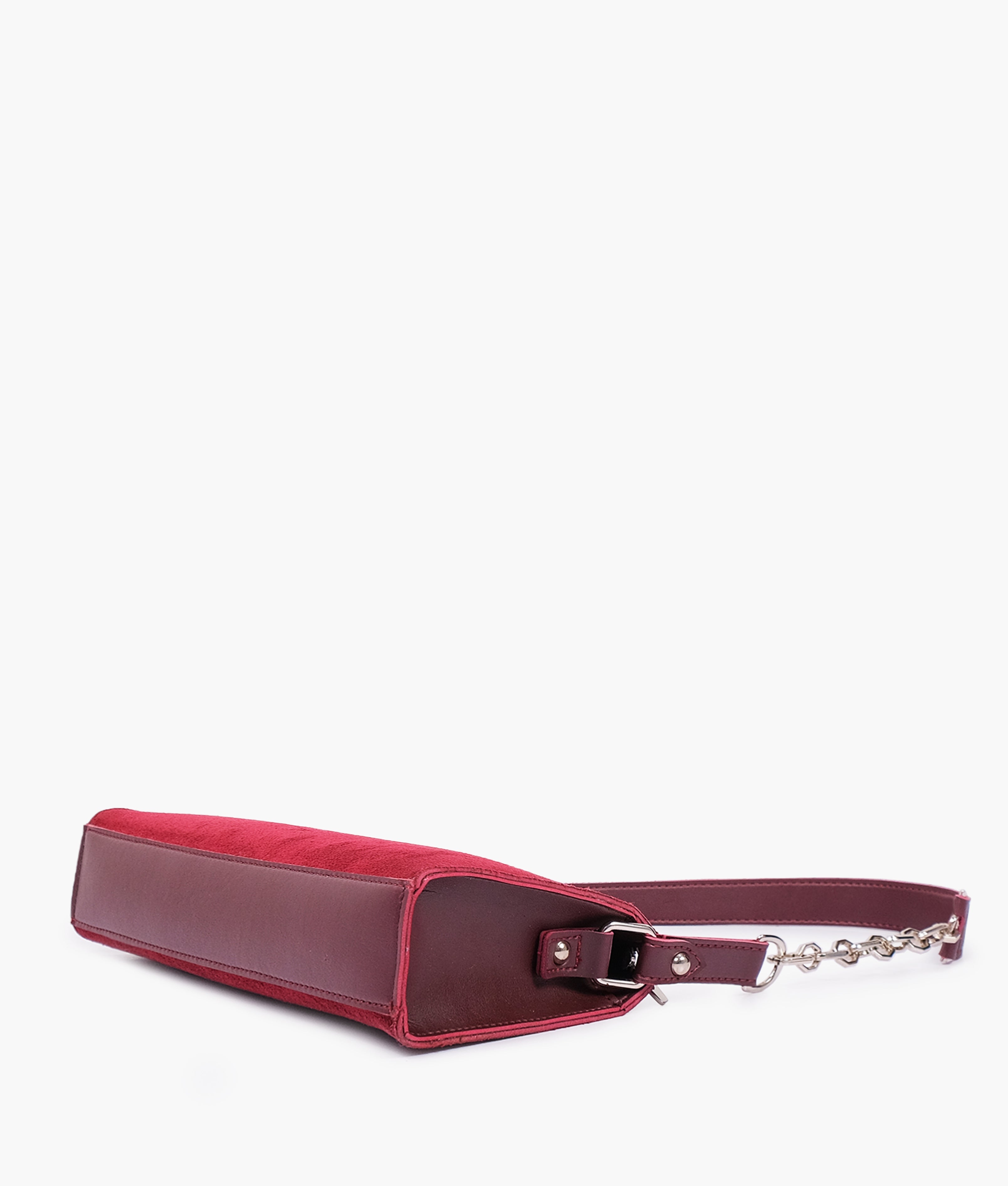 LumaVex - Burgundy suede evening bag with chain handle