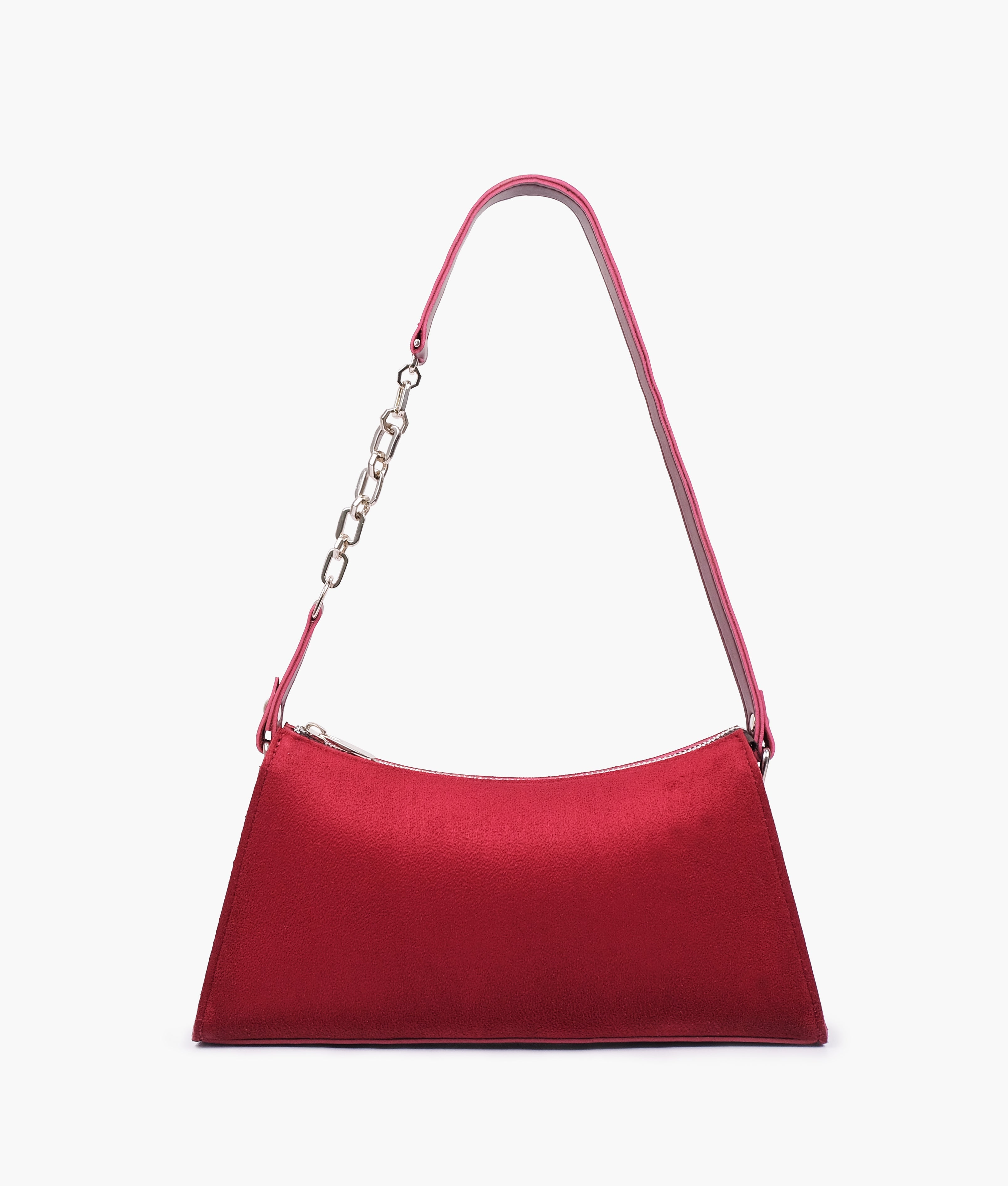 LumaVex - Burgundy suede evening bag with chain handle